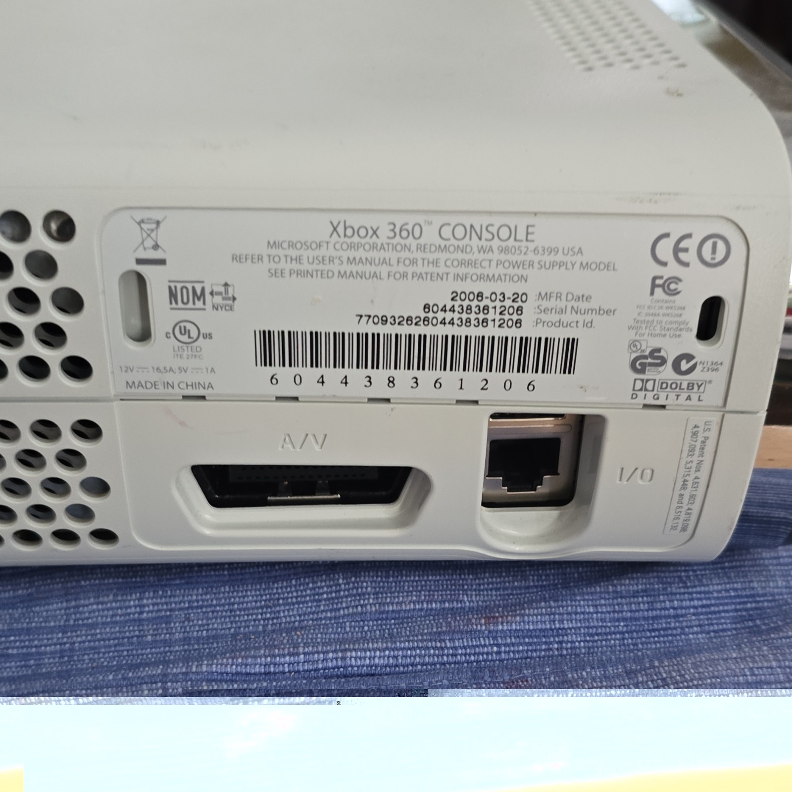 Microsoft Xbox 360 White Home Console 20GB 2006 Model 1462 NTSC-U/C