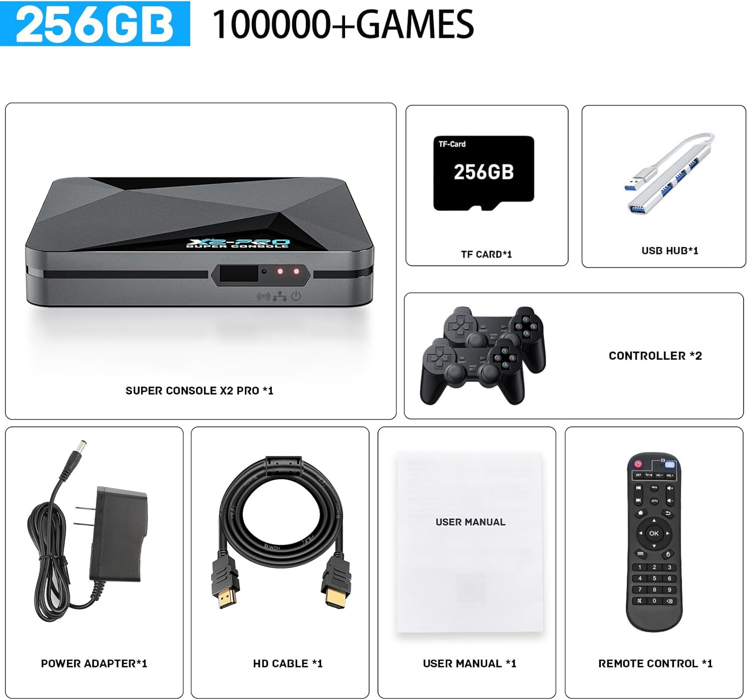 Retro Game Console, Super Console X2 Pro Built-In 100000+ Games, Video Game Cons