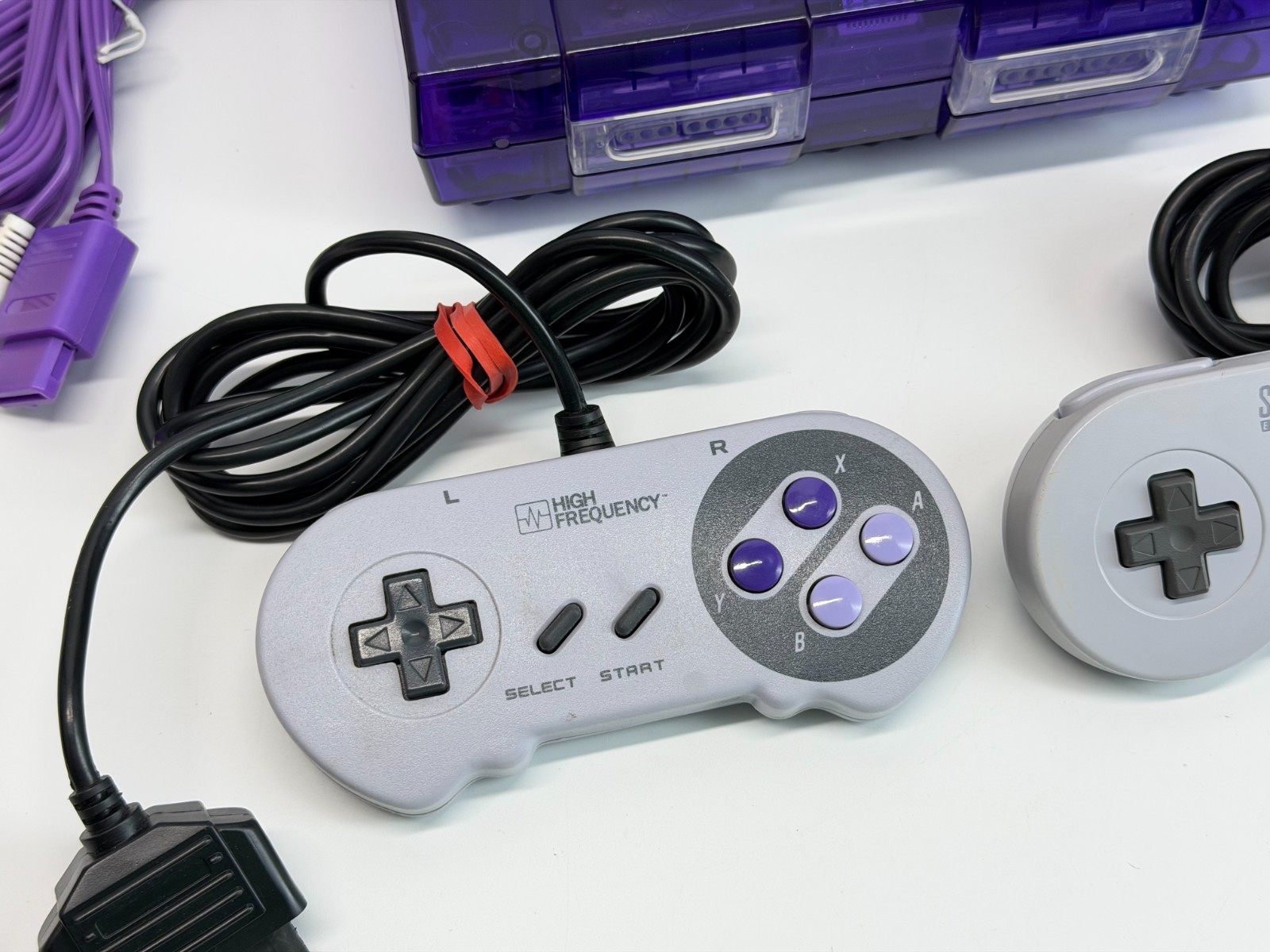 Super Nintendo – New Clear Purple Shell – System Bundle w/Super Mario World