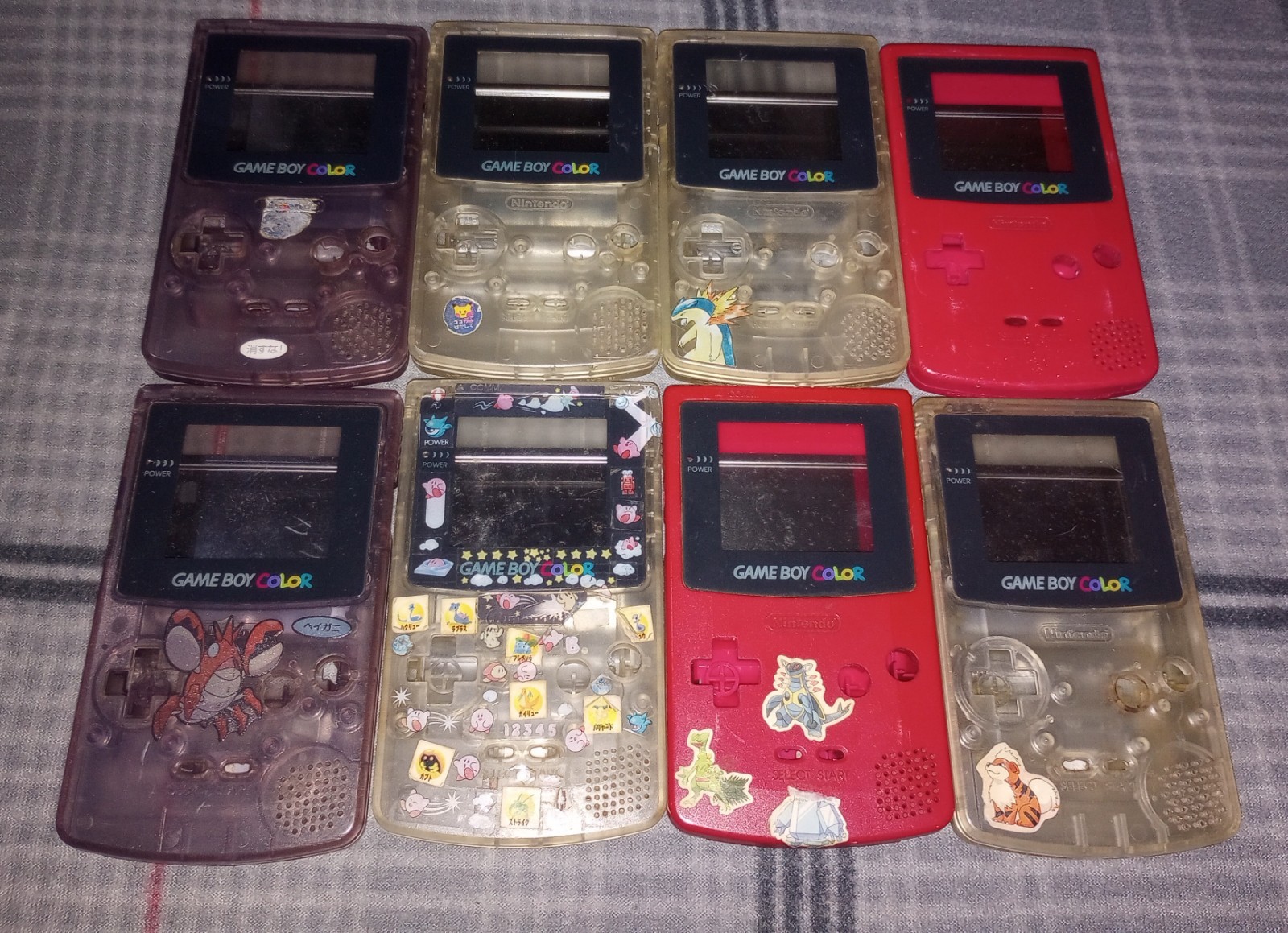 Nintendo Game Boy Color Console Shell Only Clear Lot Of 8. Pokemon Stickers.
