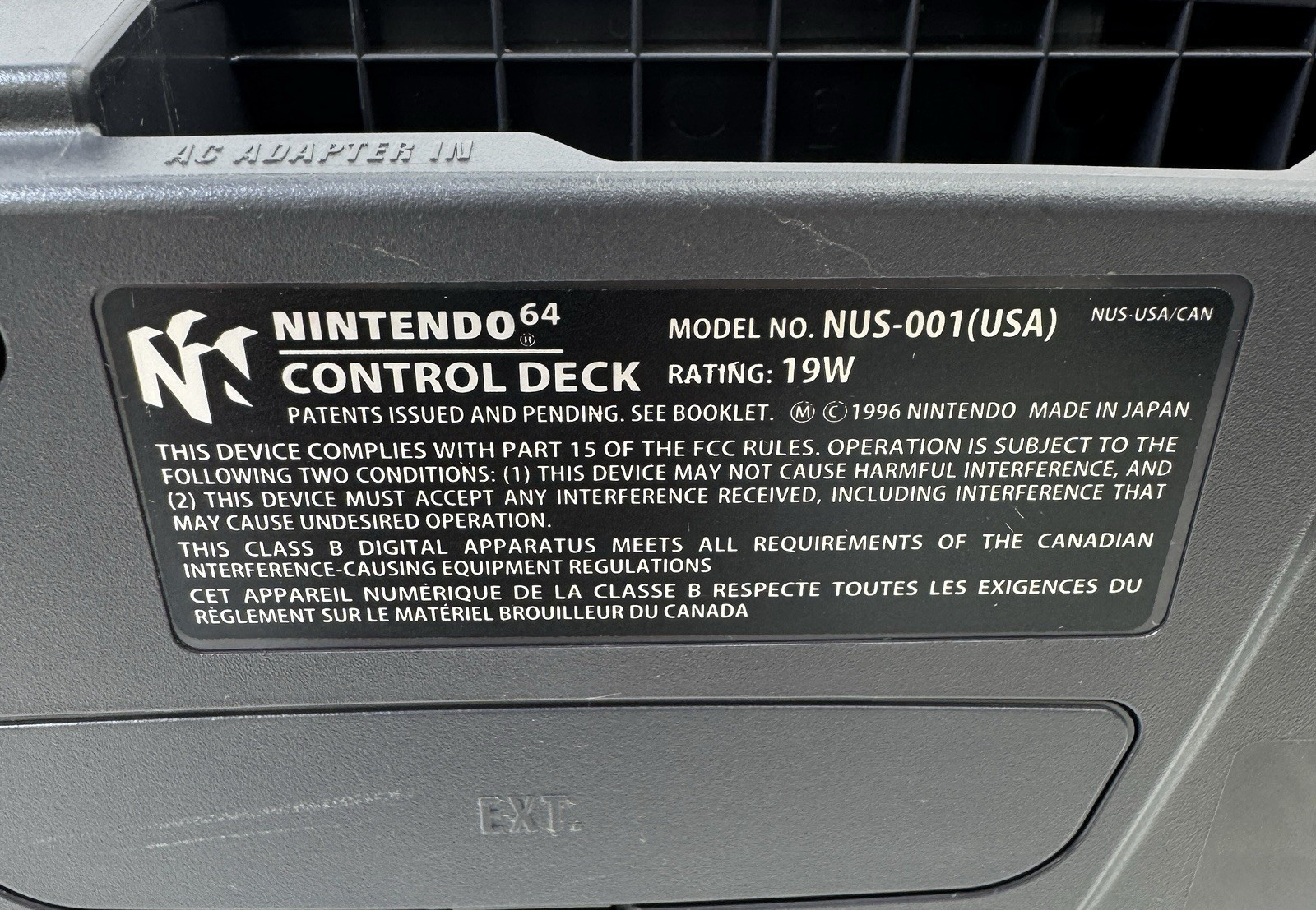 Nintendo 64 Console Bundle NUS-001 USA NS1 Serial # with Controller & Cables