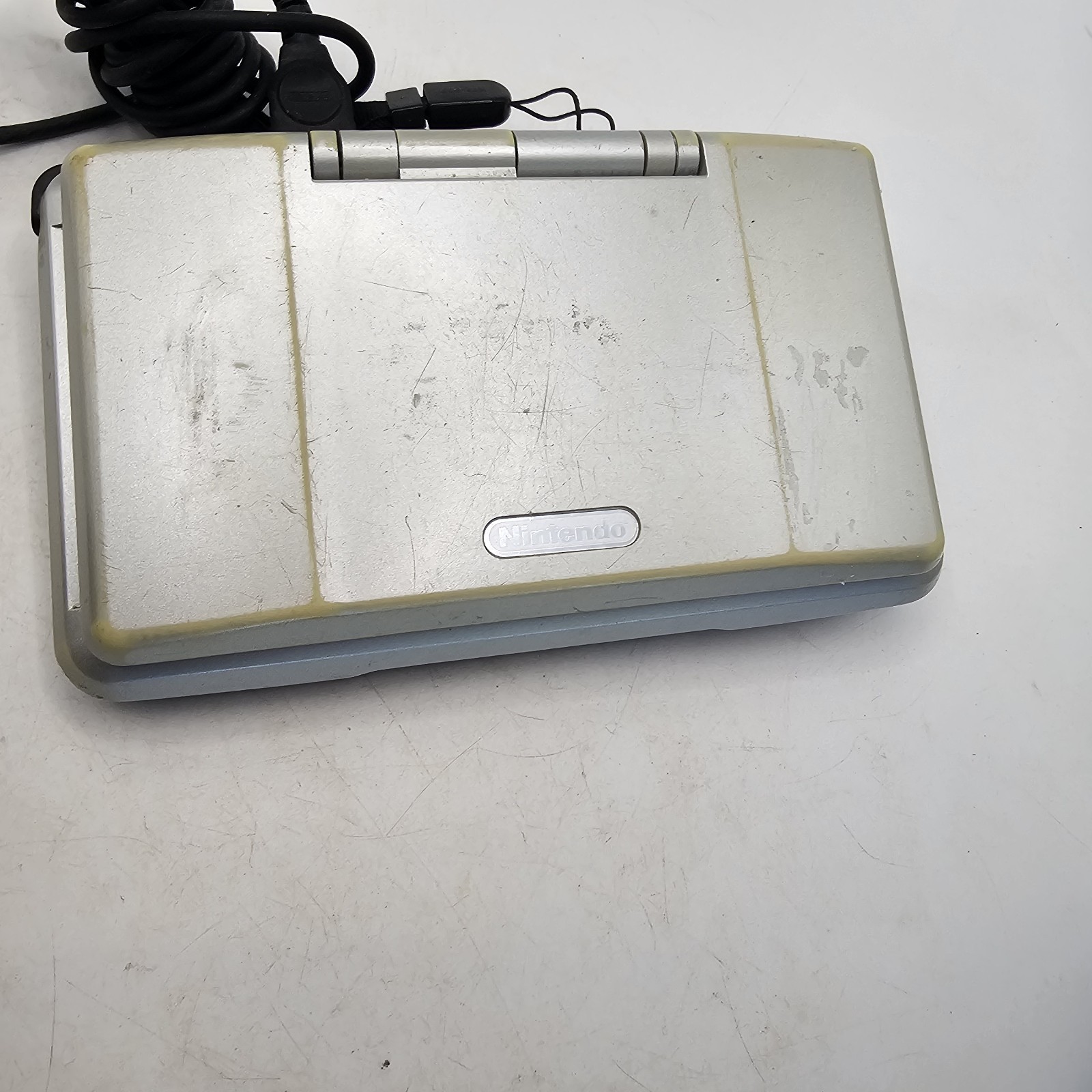 Nintendo DS Model NTR-001 Original Platinum Silver Charger Tested Working 3 Game