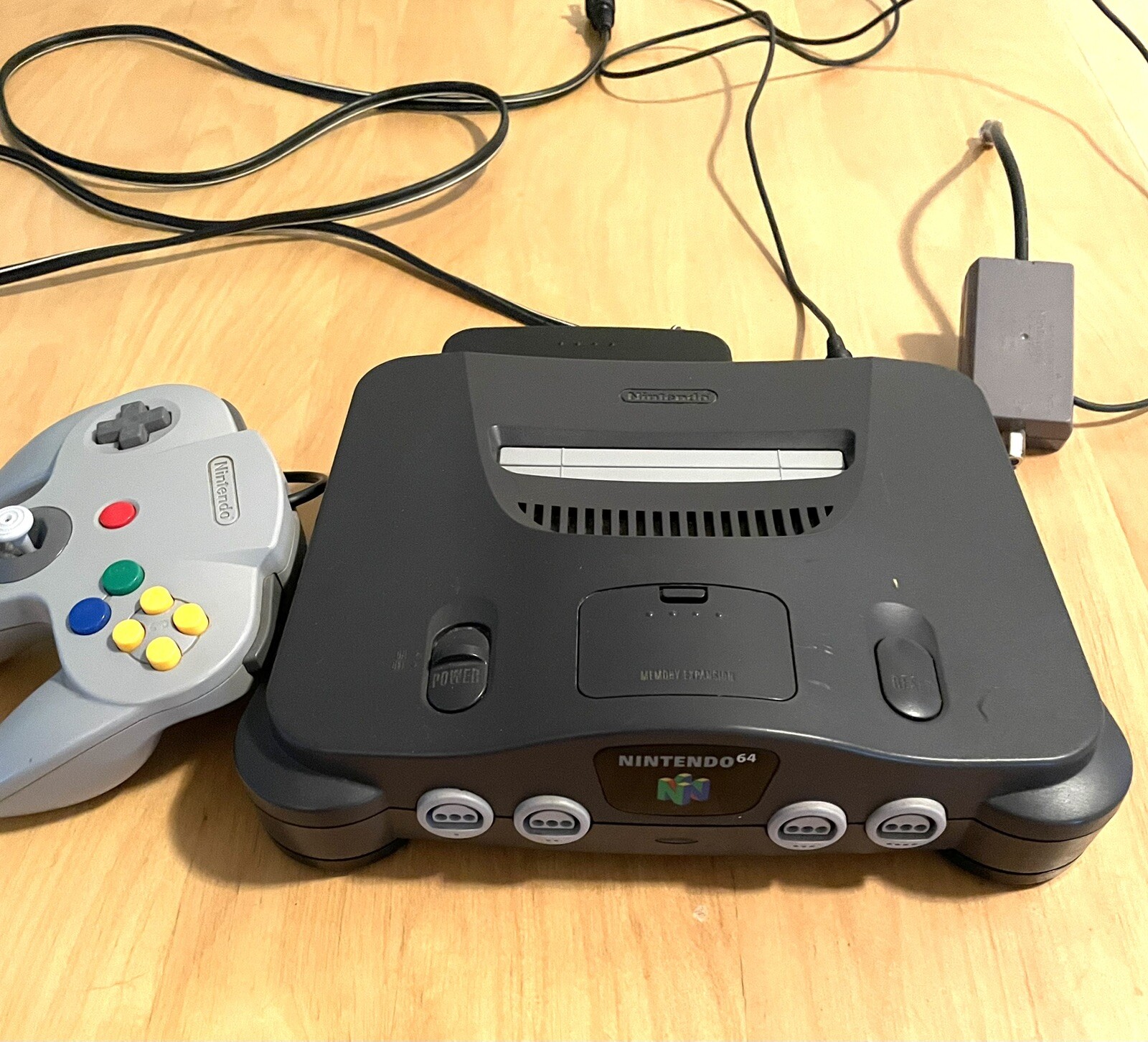 Nintendo 64 Console Cords And Light Gray Controller Tested Working Vintage N64