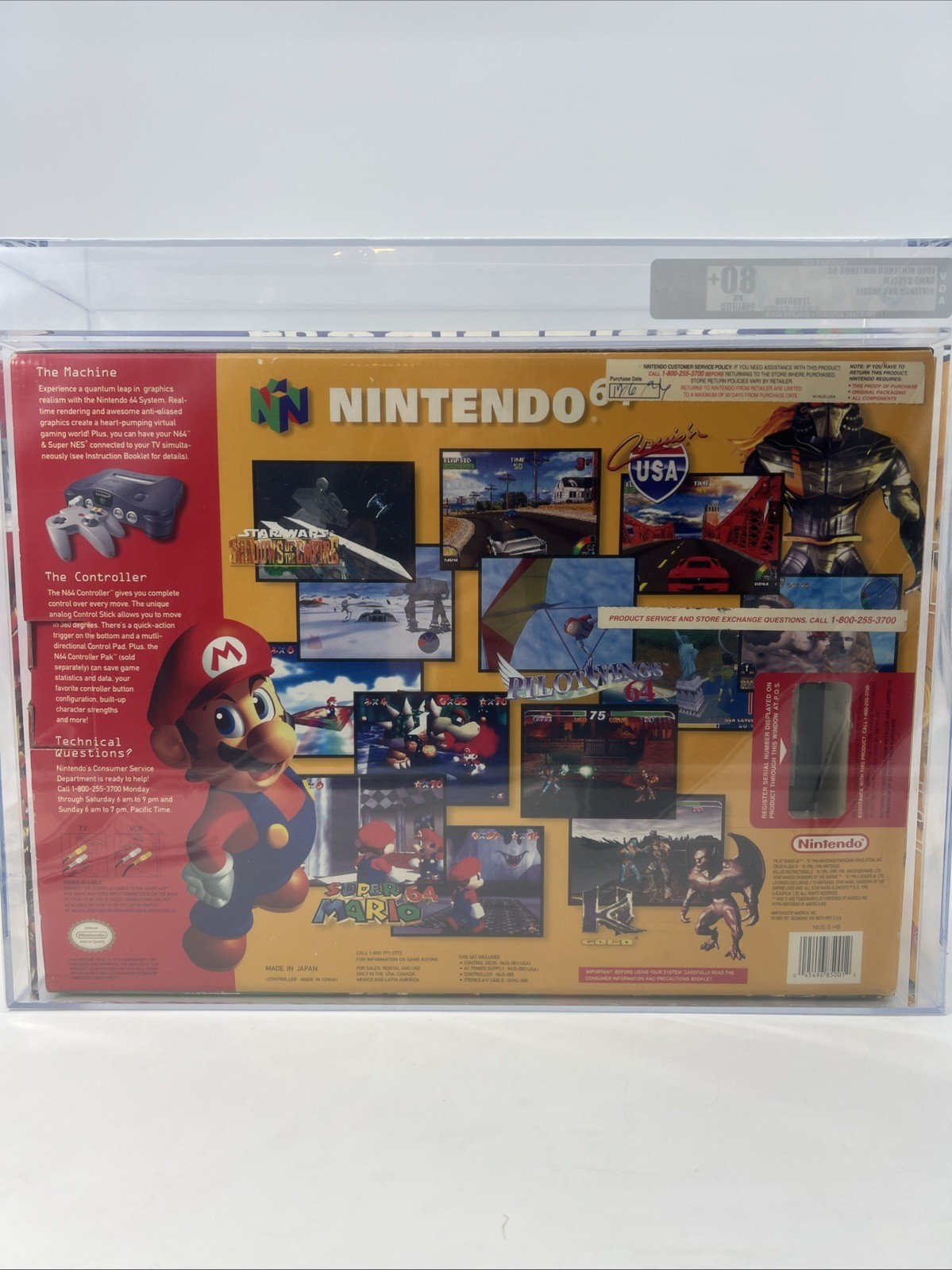 1996 Nintendo 64 Console 80+ “NM Qualified” VGA Graded(1/7/2026) w/ COA RARE