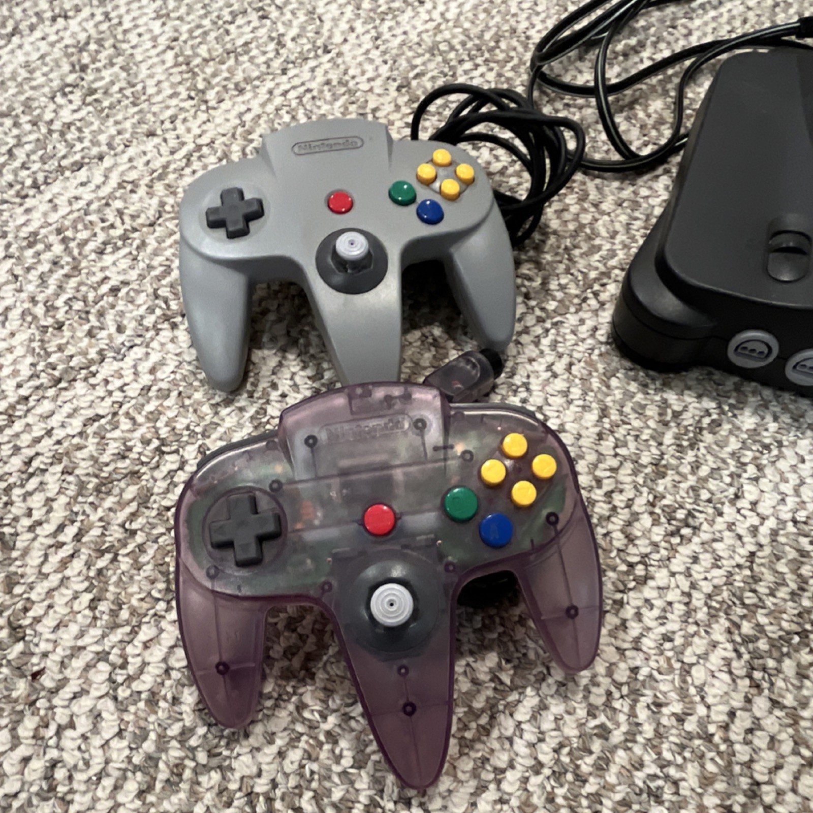 Nintendo 64 Console Black Gray Purple w/ 2 Controllers and Star Wars
