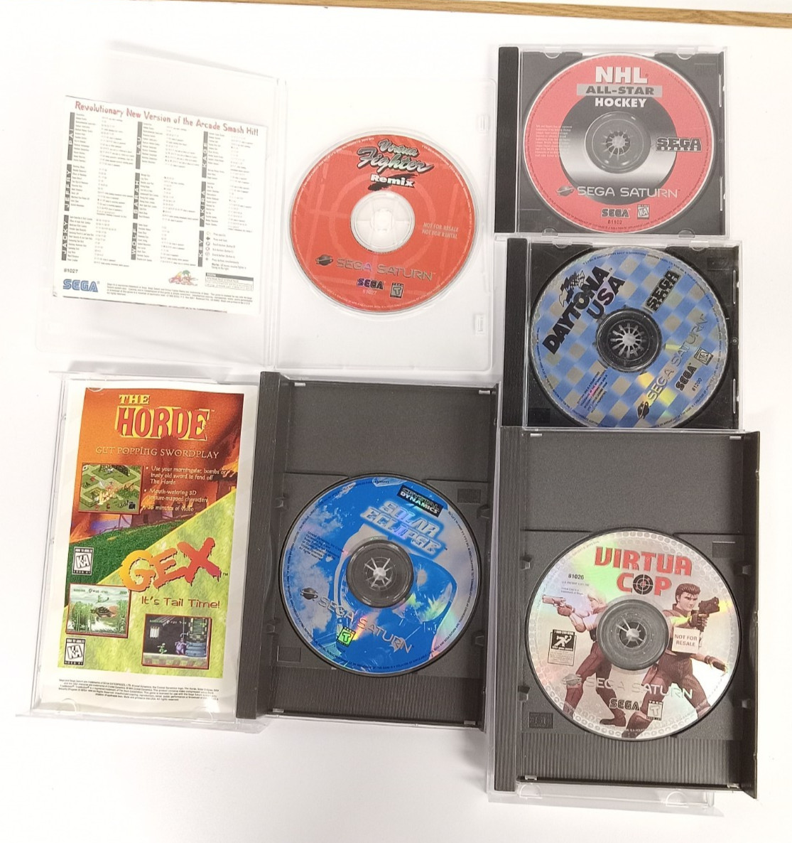 SEGA Saturn Console (MK-80000A) Bundle + 5 Games – Fresh Clock Batt, FF! #2