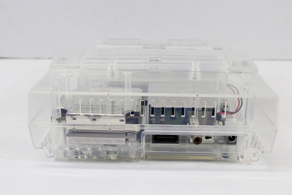 Super Nintendo Transparent Crystal Clear Console SNES SFC Convert AV AC Adapter