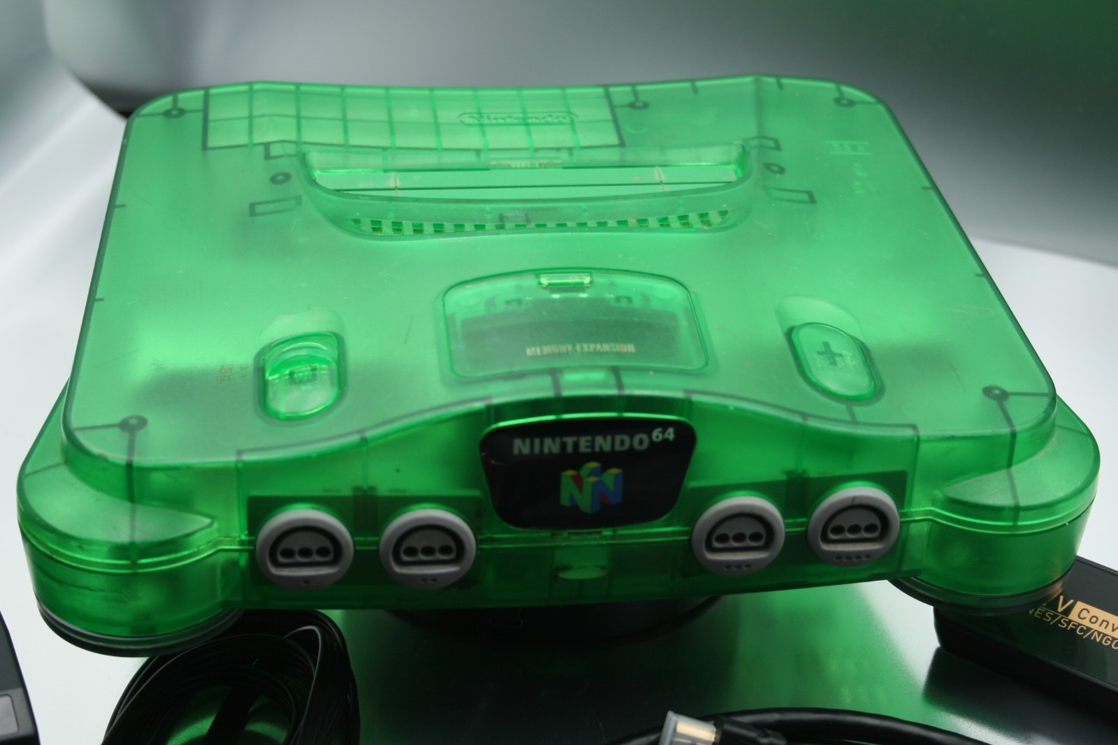 N64 Nintendo Jungle Green Console + Expansion Pack POWER ADPTR, A/V CABLES, HDMI