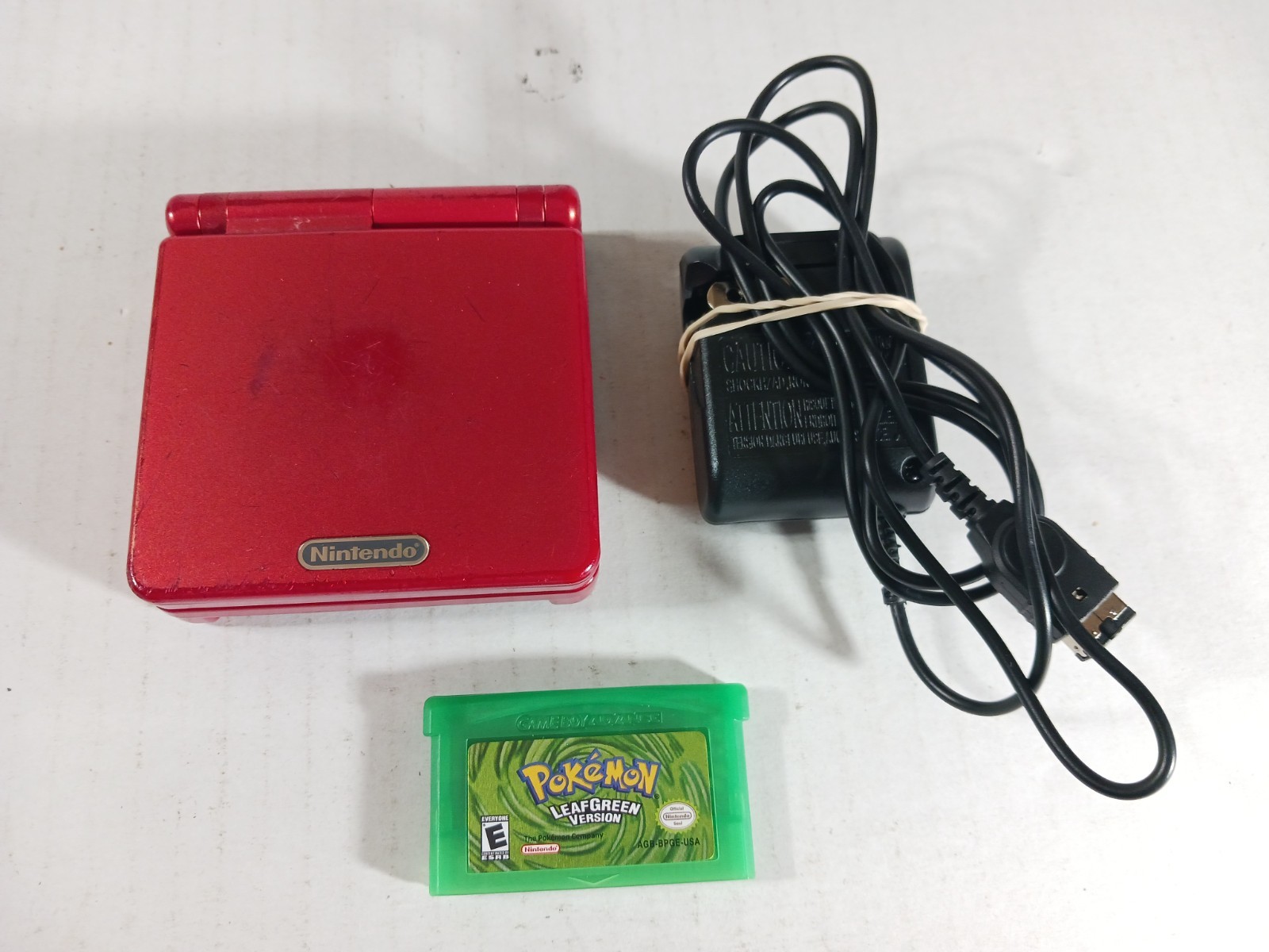 GBA SP Console Flame Red AGS-001 Nintendo Game Boy Advance Tested Good Shape