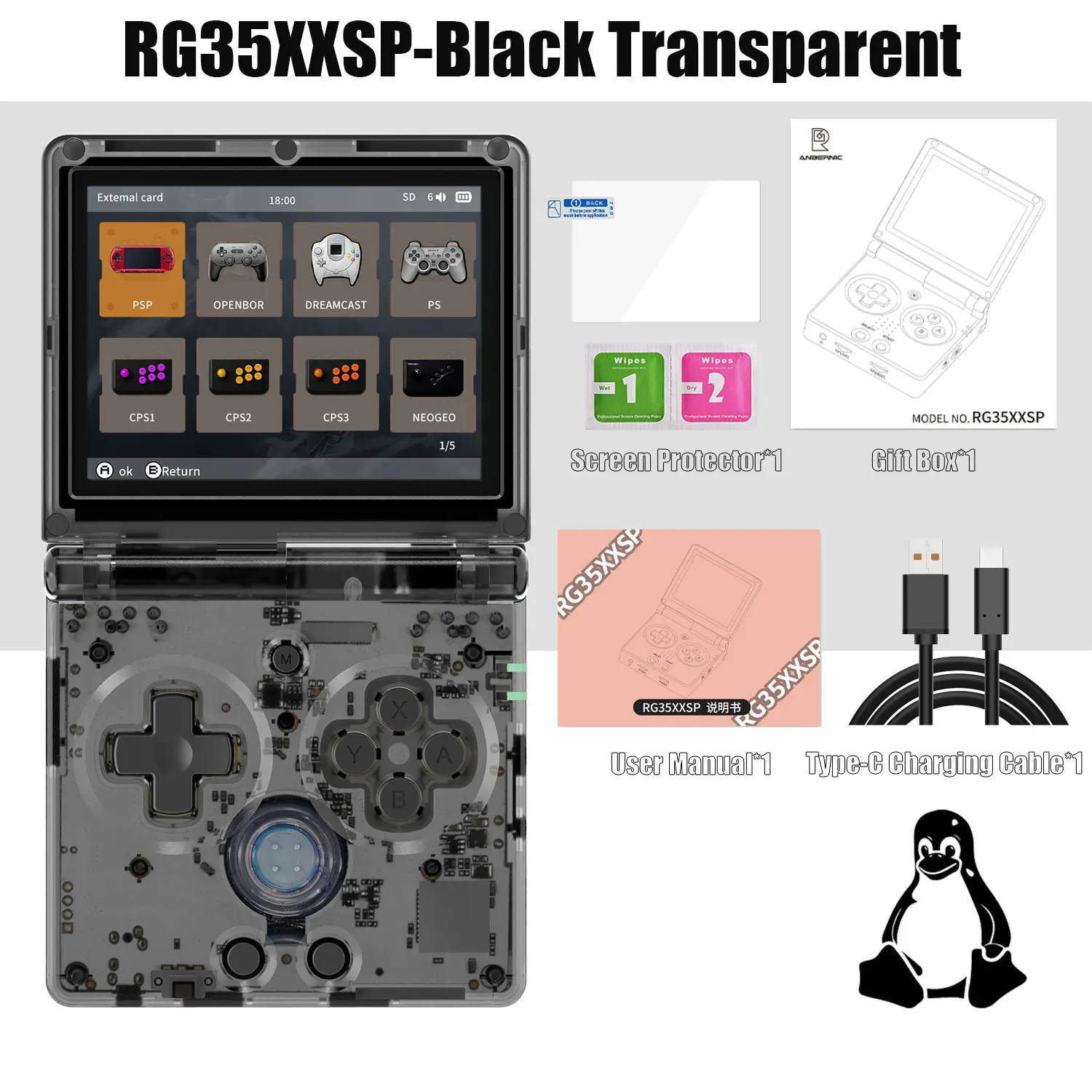 RG35XXSP Flip Handheld Game Console 3.5 Inch IPS 64GB Linux TV Output