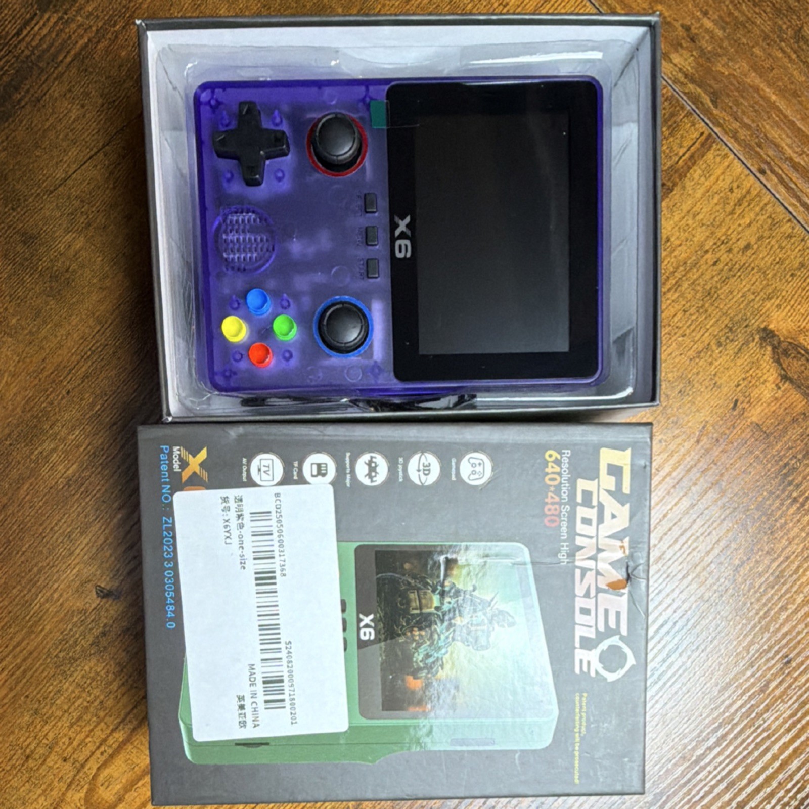 X6 Handheld Game Console Purple 640×480 AV Output TF Card Gamepad 3D Joystick