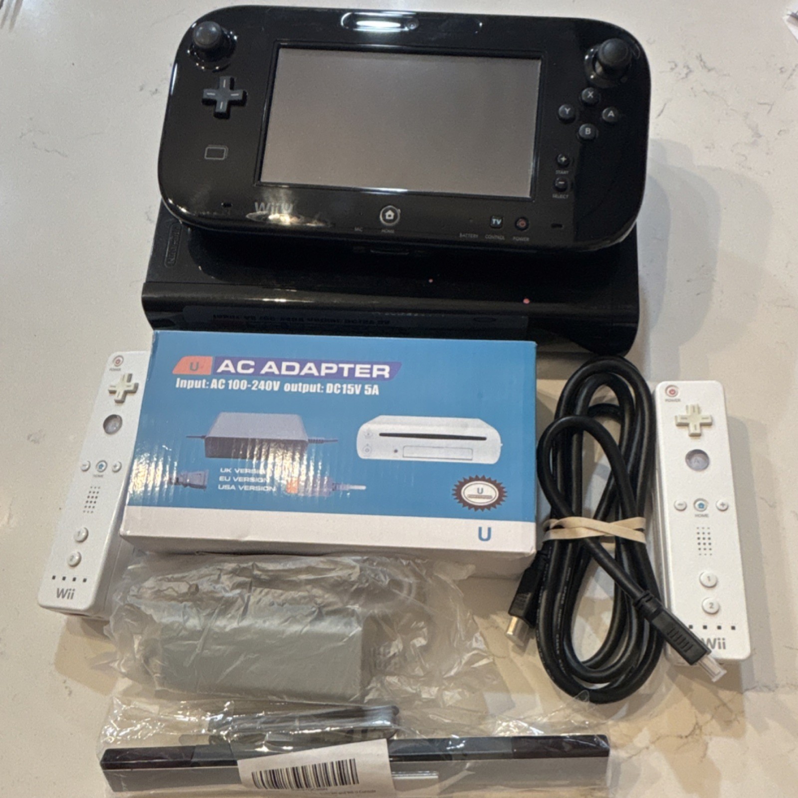Nintendo Wii U WUP-101(02) Black 32GB Console with GamePad & Remotes