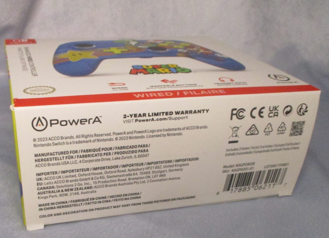 Nintendo Switch PowerA Super Mario Enhanced Wired Controller Ergonomic Design