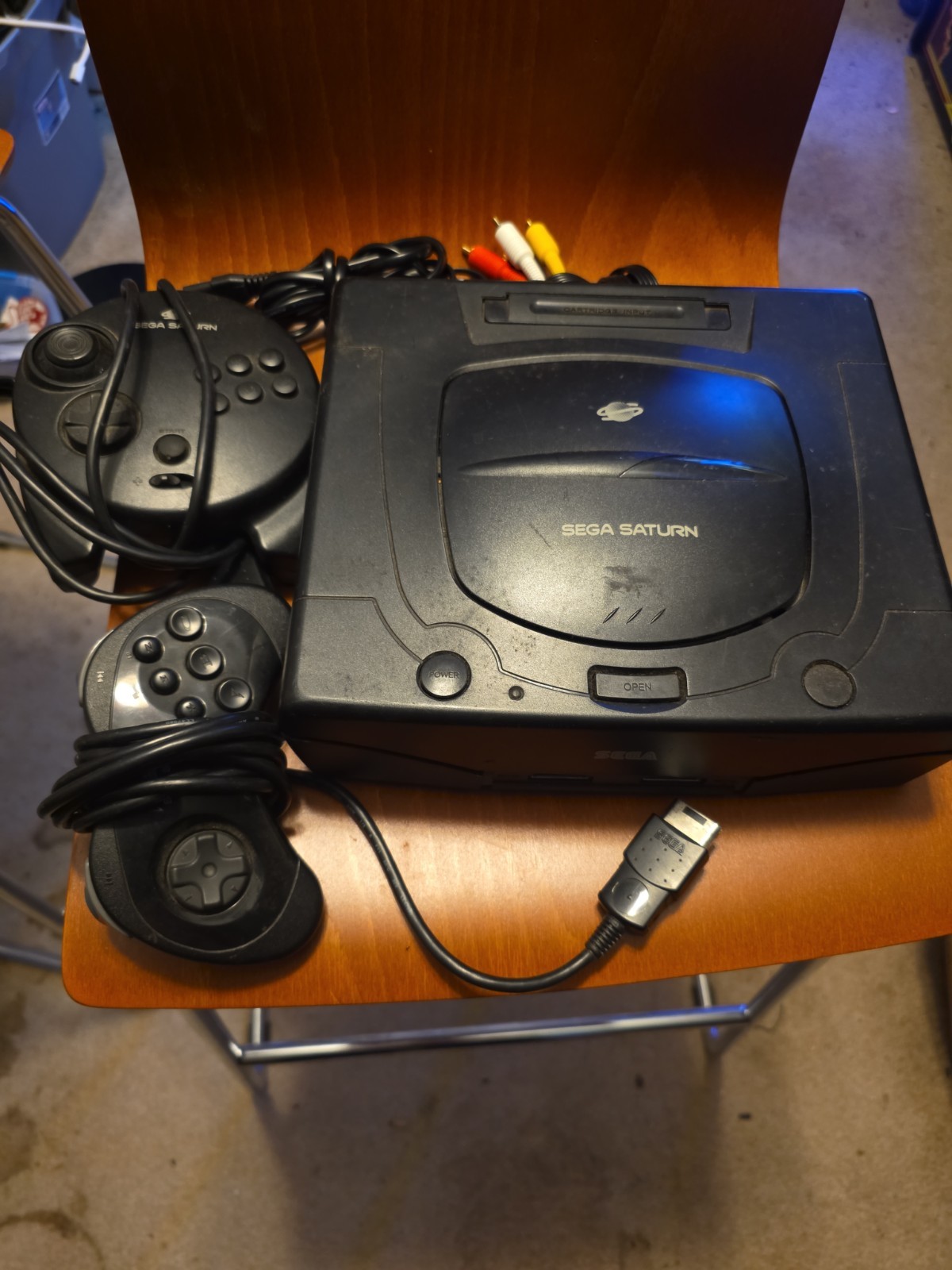 SEGA Saturn Black Console MK-80000A w/ Cables & Controllers Tested *READ*