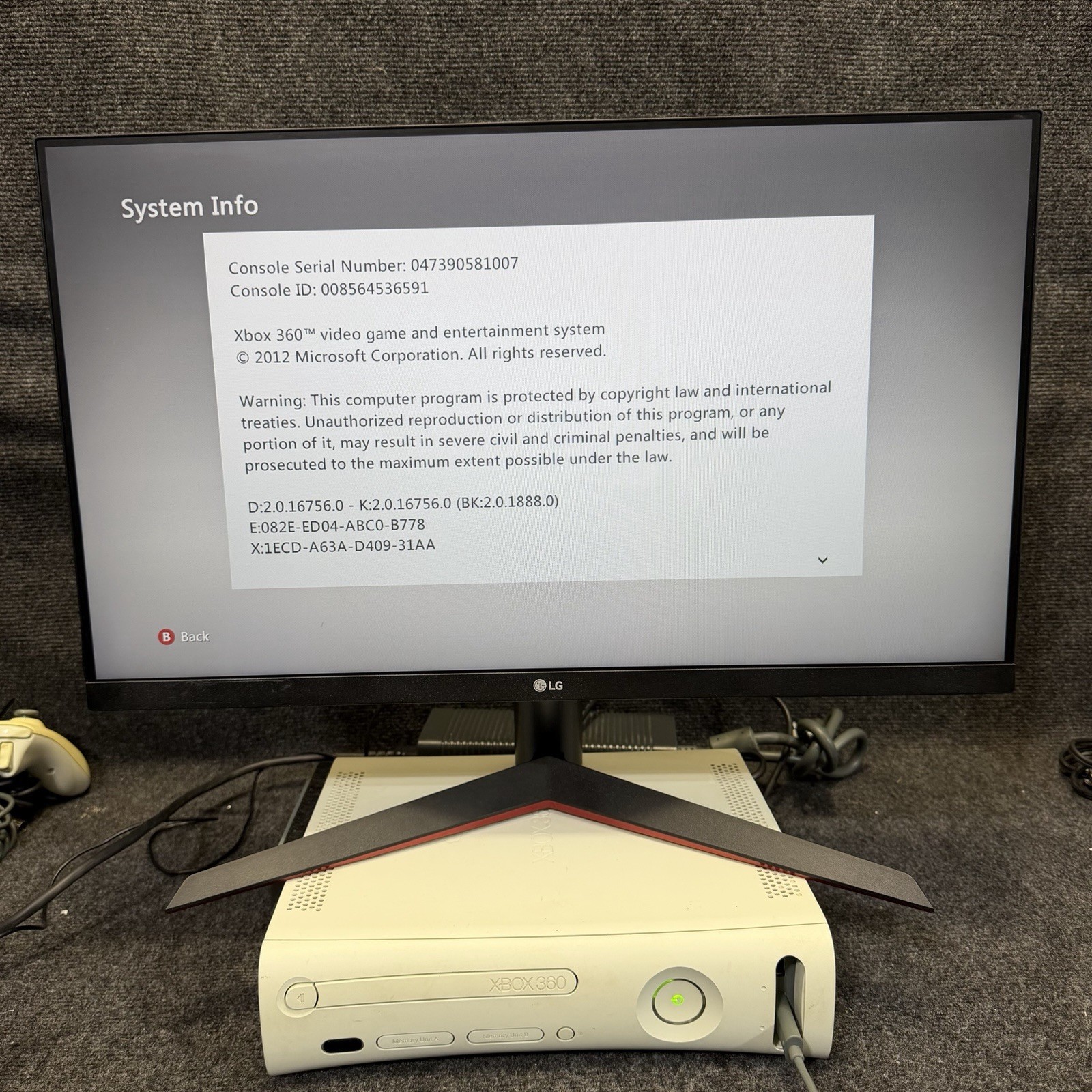 Microsoft Xbox 360 Fat White Console For Parts/Repair Disc Read Error No HD 1007