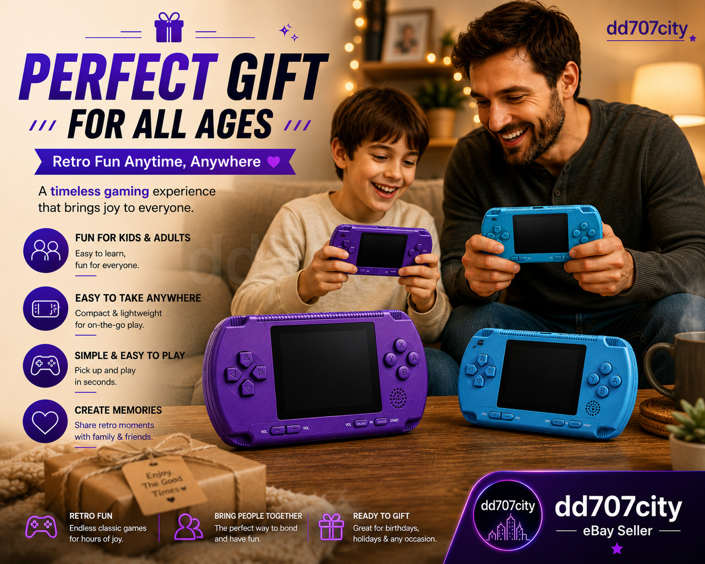 US STOCK PXP3 Game Console Handheld Portable 16 Bit Retro Video Games Xmas Gift
