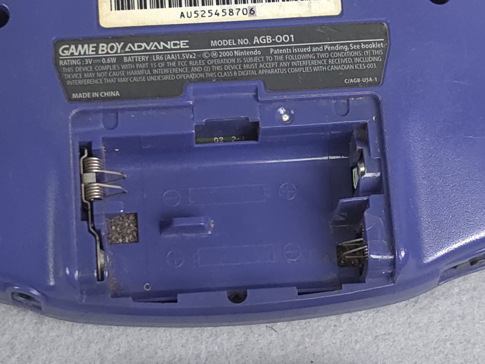 Nintendo Game Boy Advance Handheld System Indigo Purple Tested & Works!