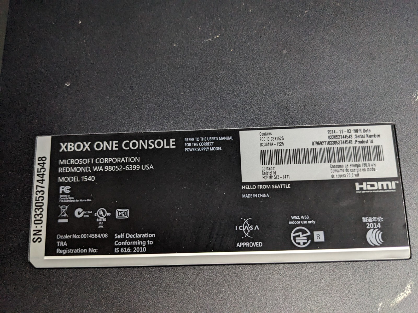 Microsoft XBOX ONE Black System Console 500GB