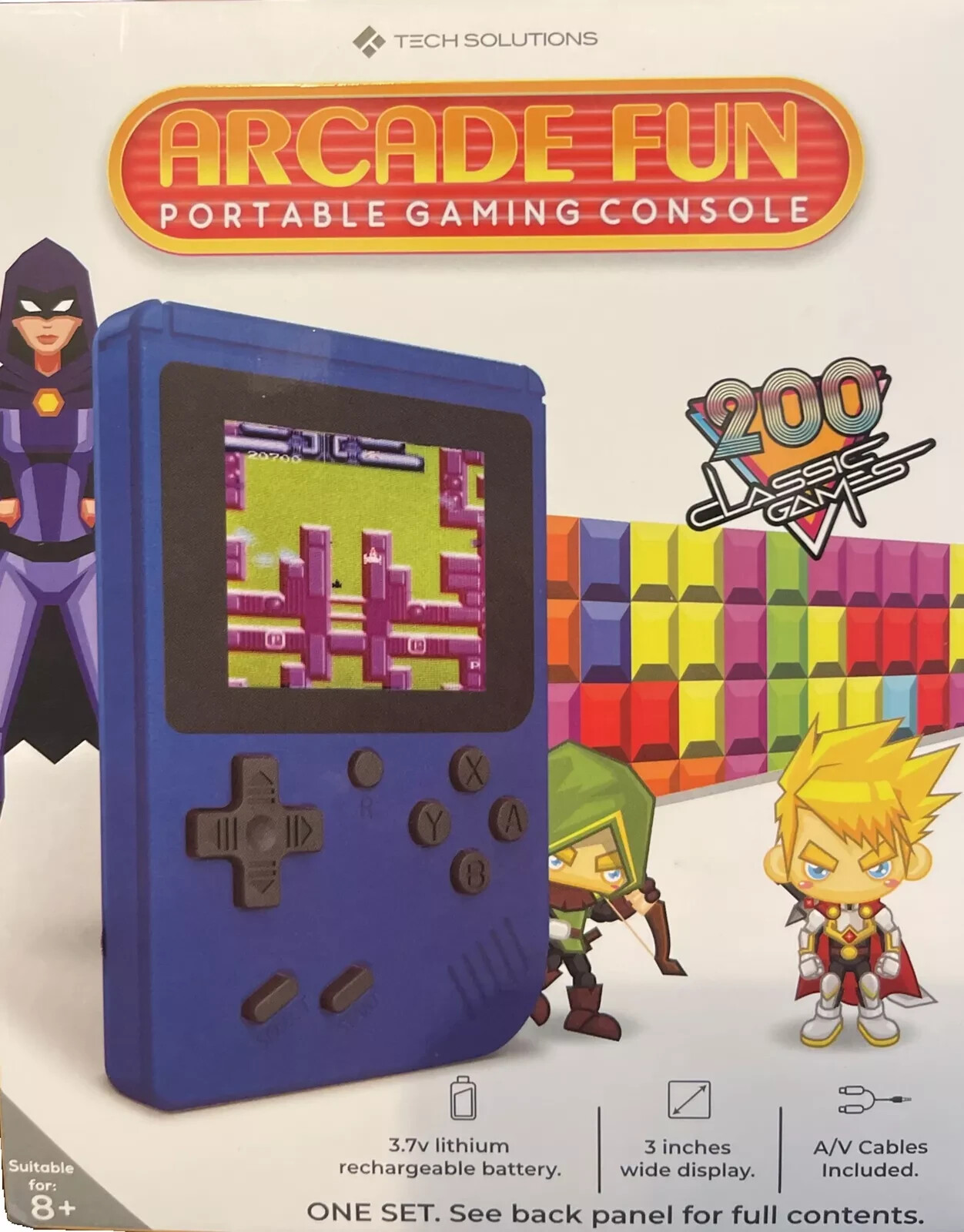 Merkury Innovations Fantastic Arcade Fun Portable Gaming Console 200 Games Blue