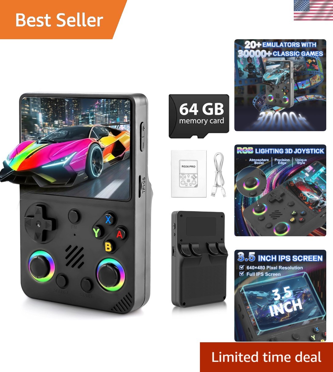 Portable RG36PRO Handheld Console – Enjoy 30,000+ Classic Games Anywhere