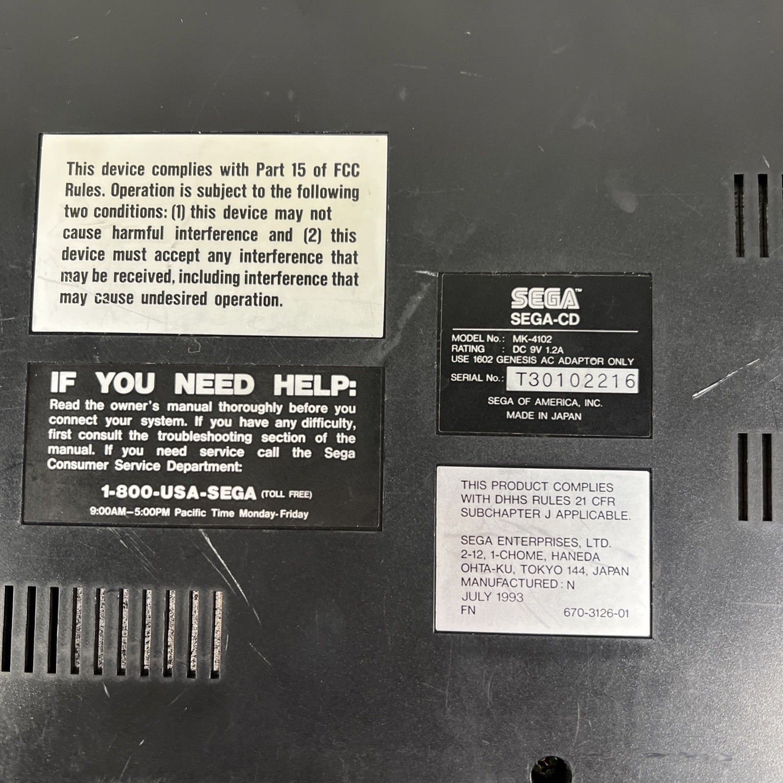 SEGA Genesis Model 1 1601 SEGA CD Model 2 MK-4102 2 Controllers Working NO CORDS