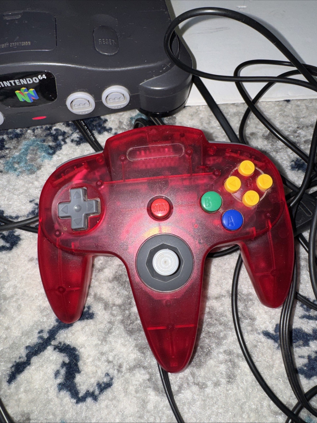 Nintendo 64 Console With 2 Controllers, Jumper Pack, And Cords Game Not Included