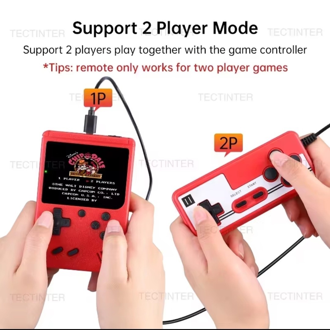 Game Box 3″ 8-Bit 500 Classic Handheld Console Red TV Gamepad Fun Mario Game