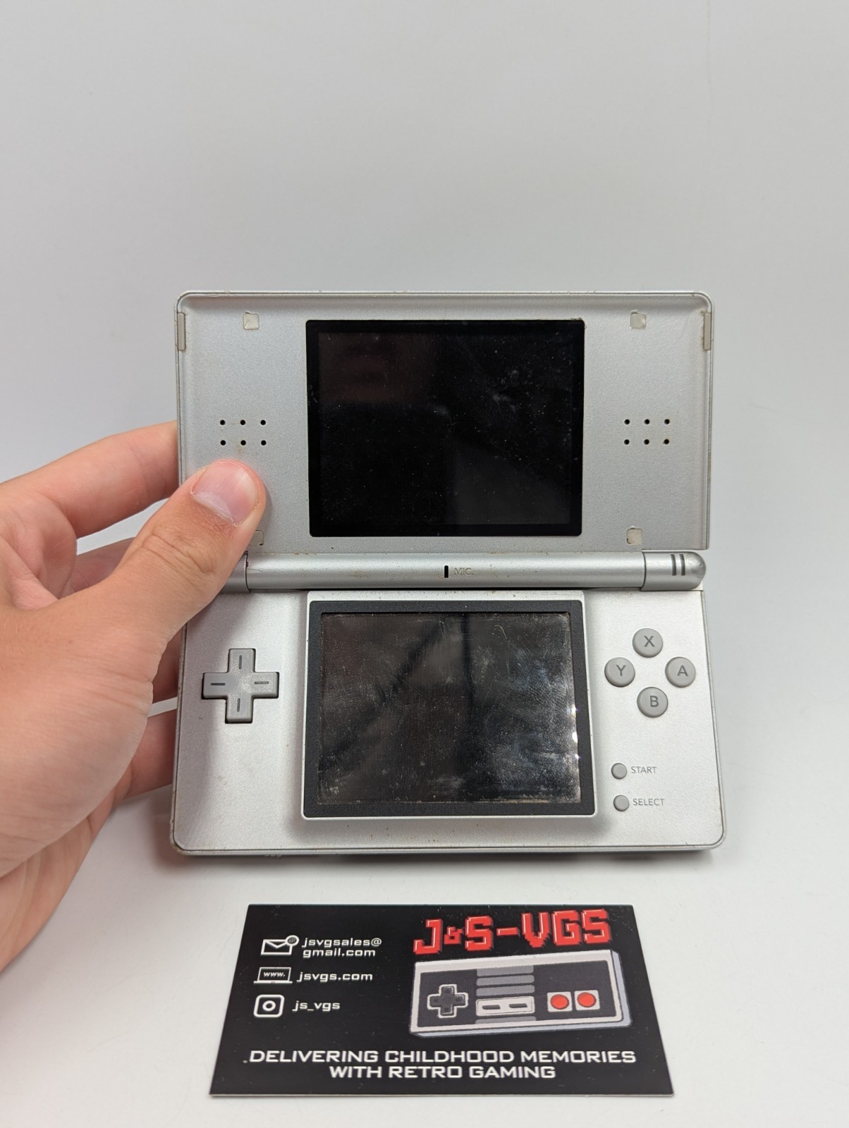 Nintendo DS Lite Platinum Silver Black Top Screen AS IS Parts Repair