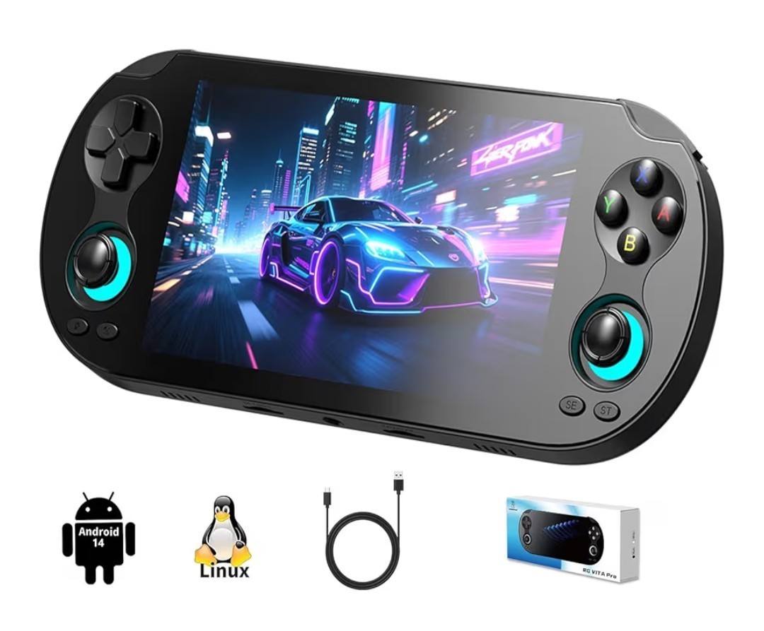 RG VITA Pro Dual System Handheld Console Black Wi-Fi Bluetooth 64GB 1080p