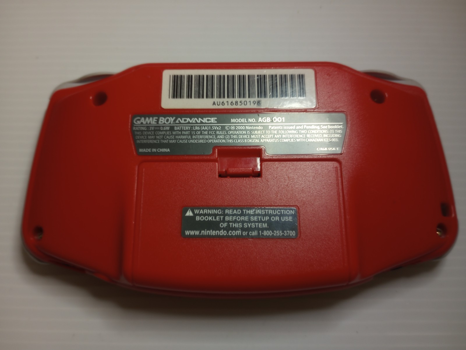 Nintendo Game Boy Advance GBA Red Target Exclusive Rare Battery Cover Included