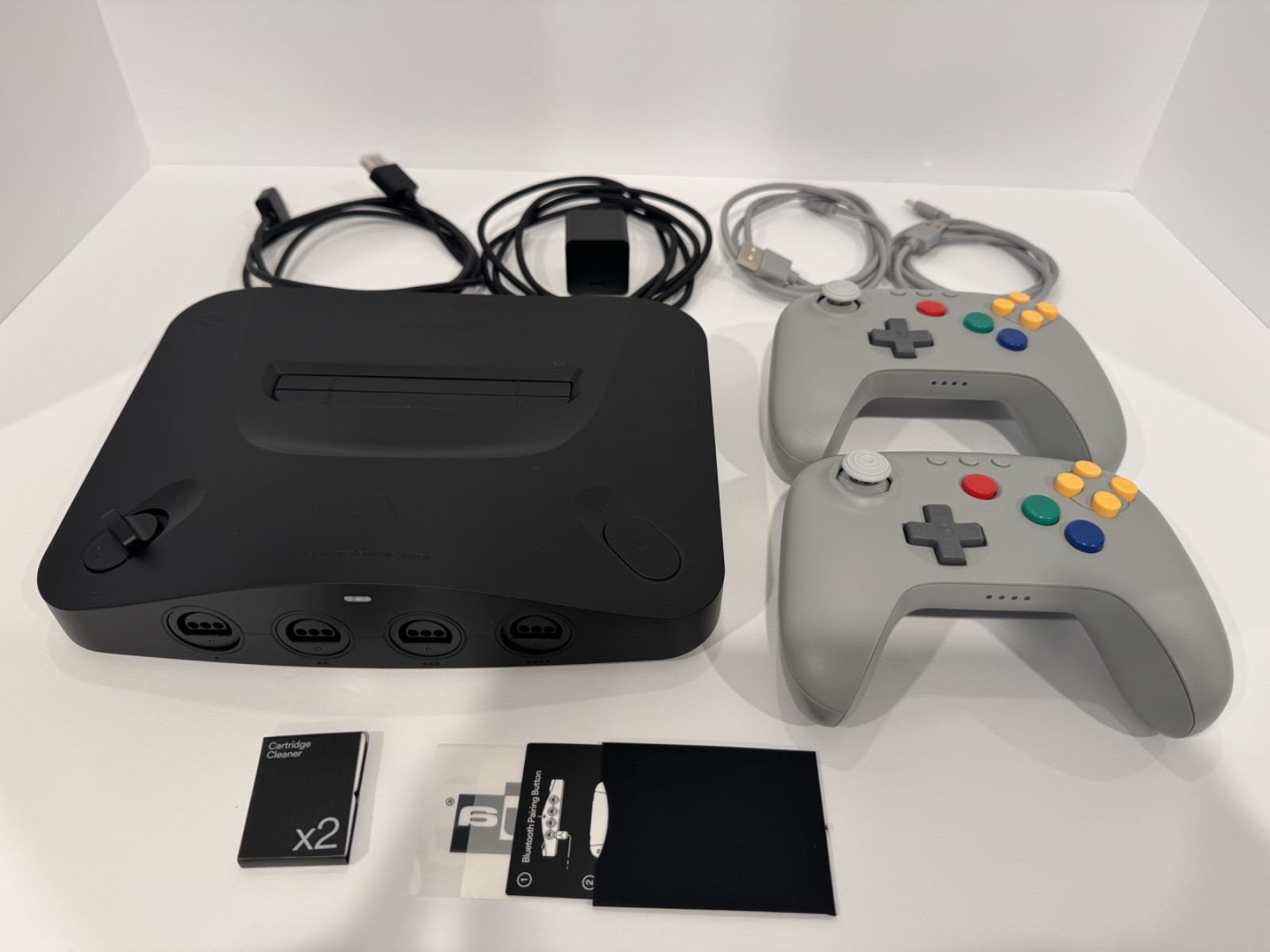 Analogue 3D Black N64 FPGA Console With 2 8Bitdo 64 Bluetooth Controllers