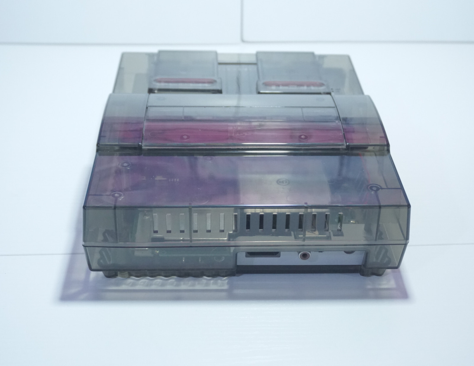 Transparent Clear Smoke Grey Super Nintendo SNES Game Console SNS-001 Orange LED