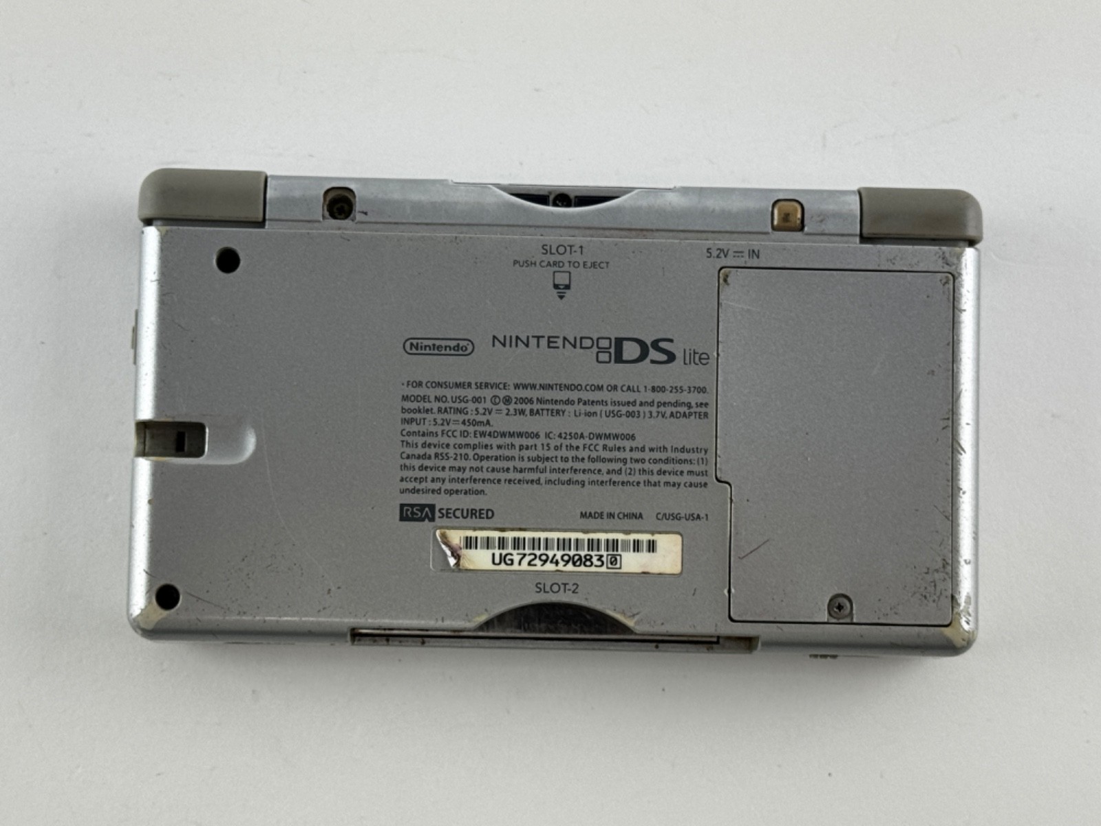 Nintendo DS Lite Silver Handheld Console USG-001 *For Parts or Fix* READ