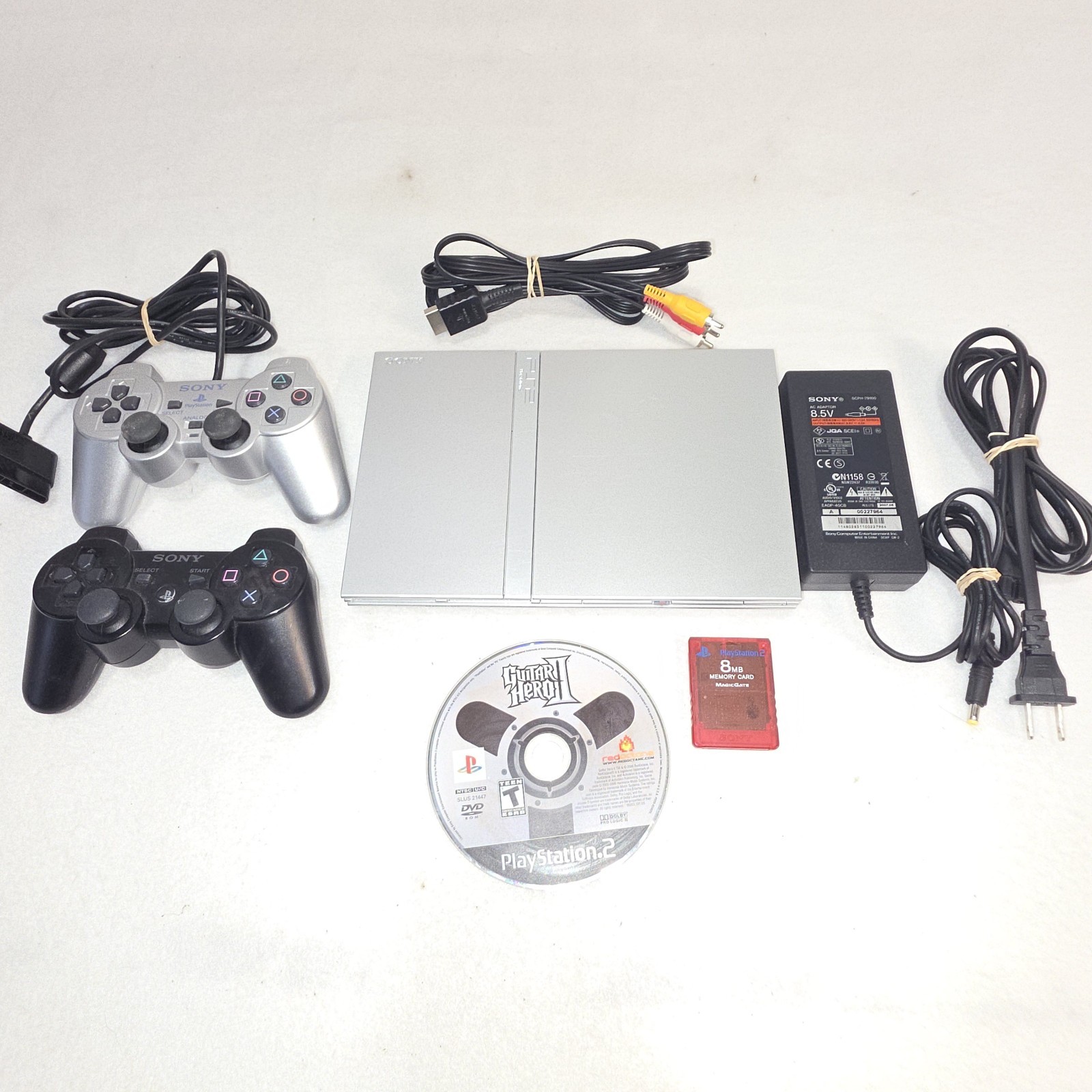 Sony PlayStation 2 Slim SCPH-90001 Console Bundle 2 Controllers Cables 8 MB Card