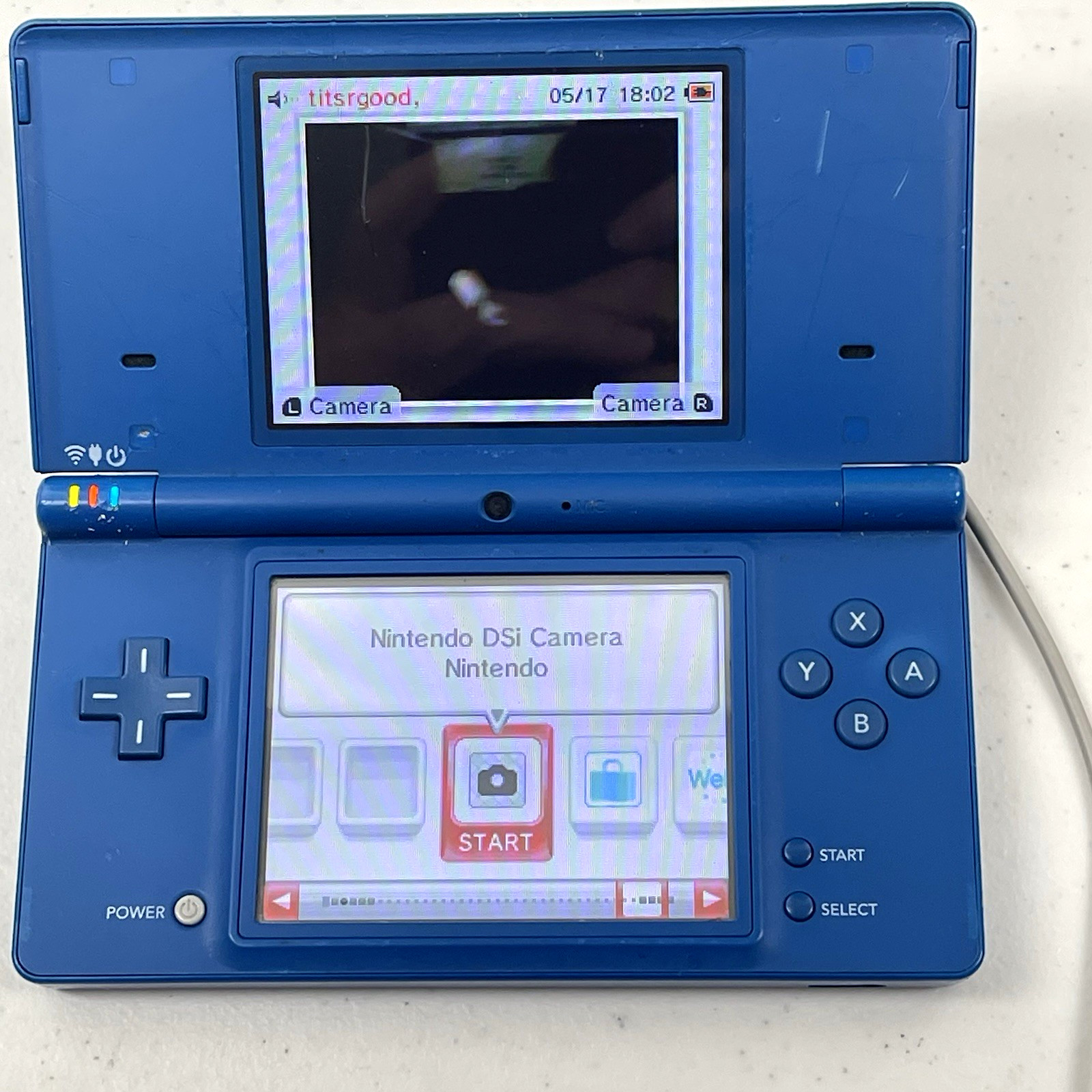 Nintendo DSi Matte Blue Console USA Parts Only Powers On OEM Charger VIDEO