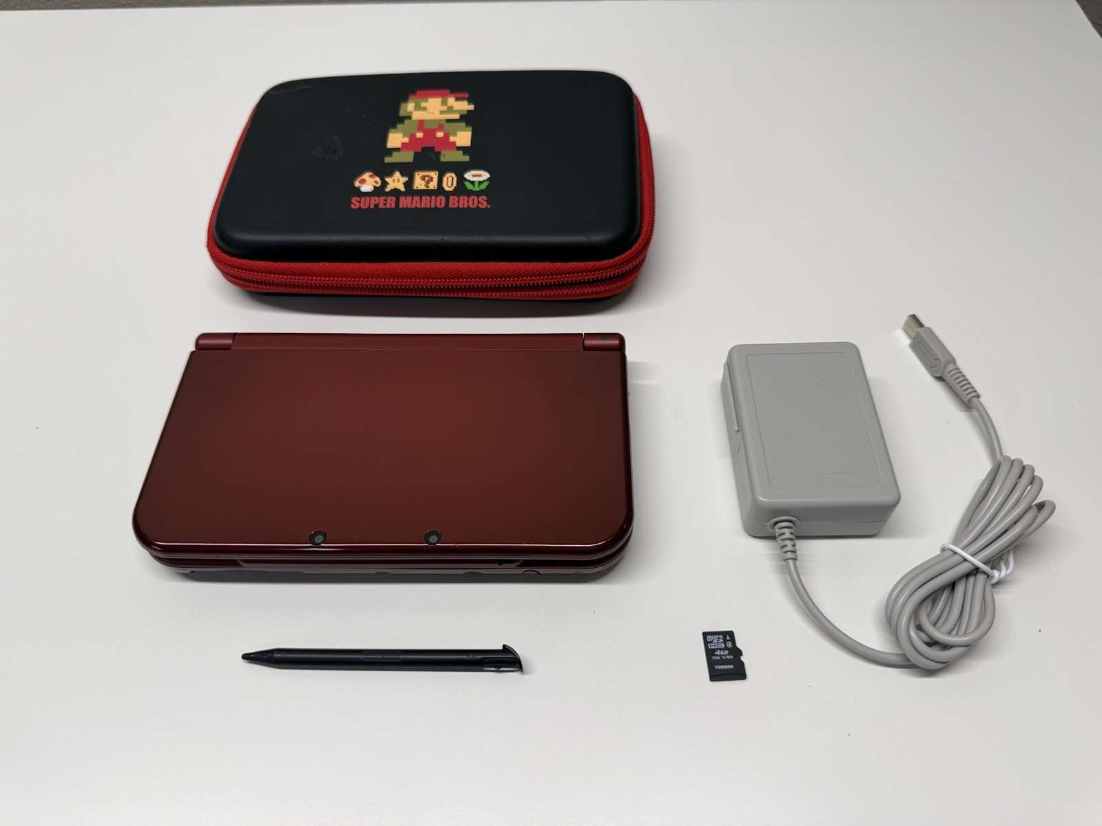 NICE! New Nintendo 3DS XL Red Console US Model – TOP IPS Tested W Charger Stylus