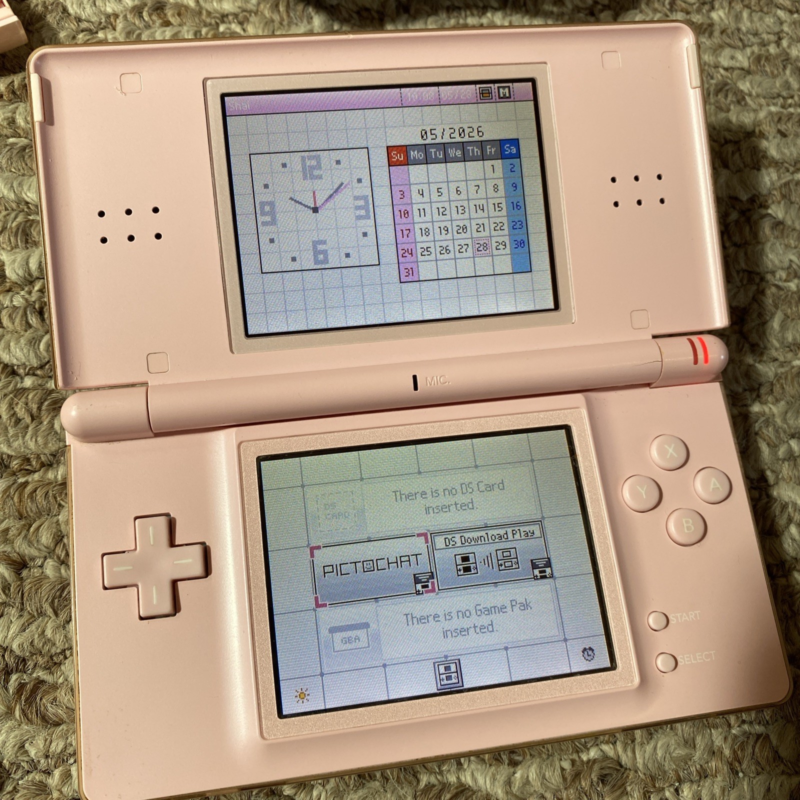 Nintendo DS Lite Coral Pink Handheld System WITH CHARGER AND STYLUS! USA Version