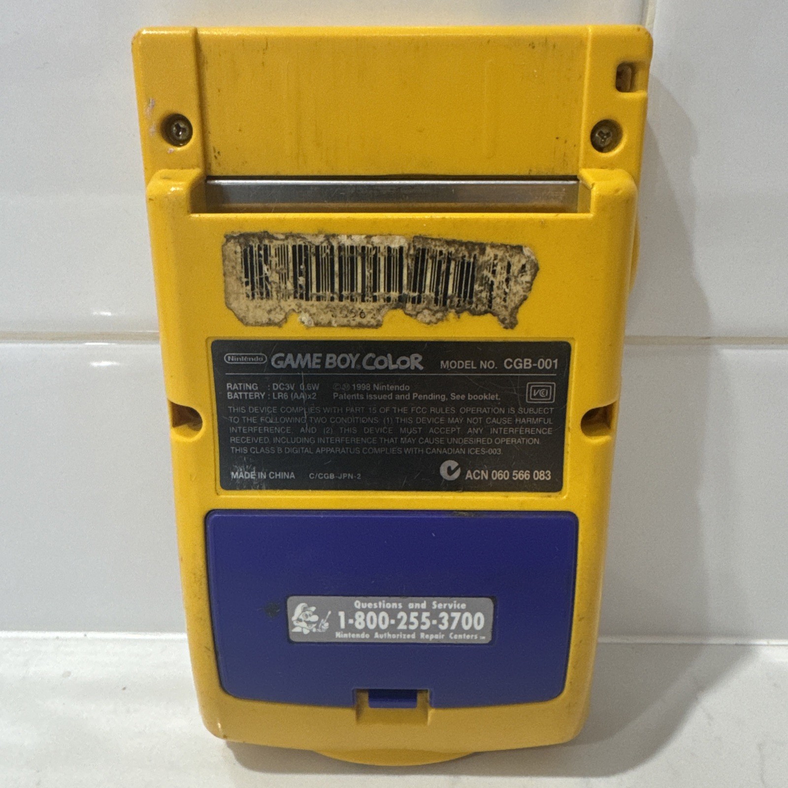 Nintendo Game Boy Color Console CGB-001 Dandelion Yellow Tested Works 1998 Read