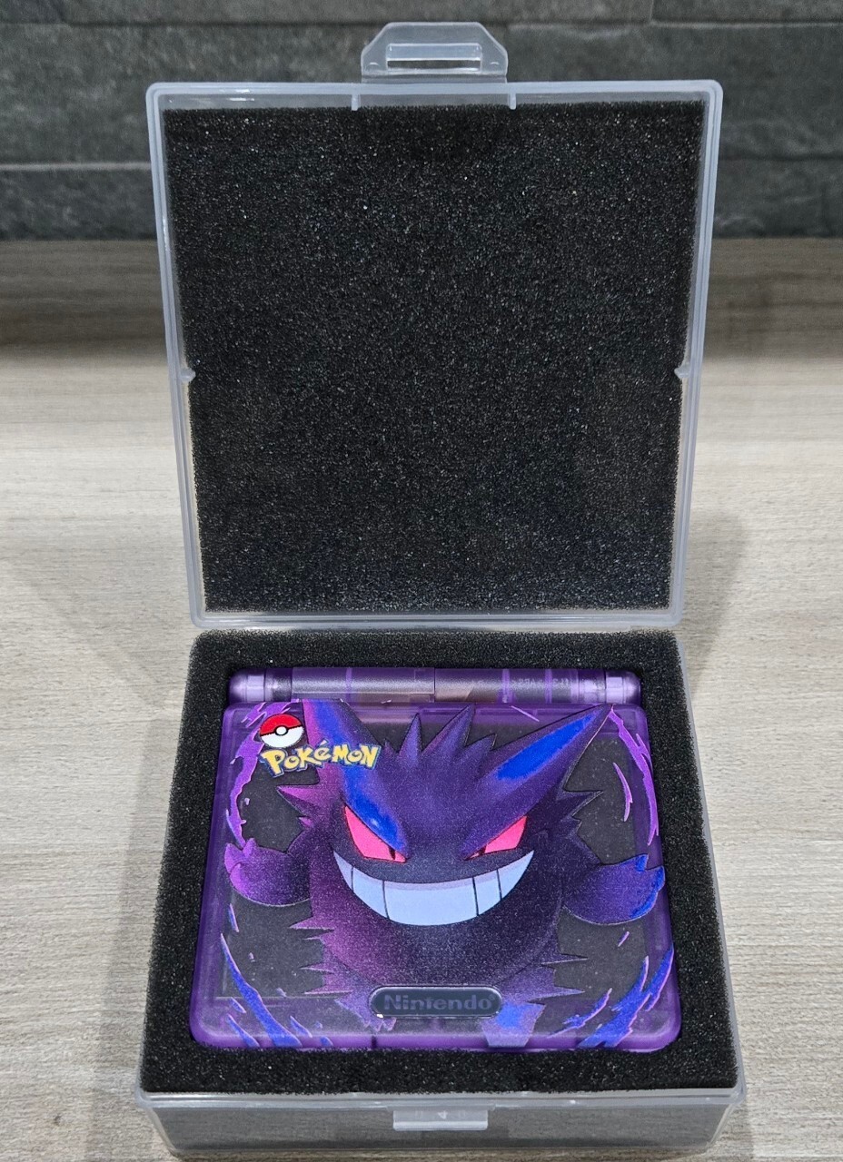Nintendo Gameboy Advance SP Gengar Pokémon Reshell *Glass Screen & New Battery*