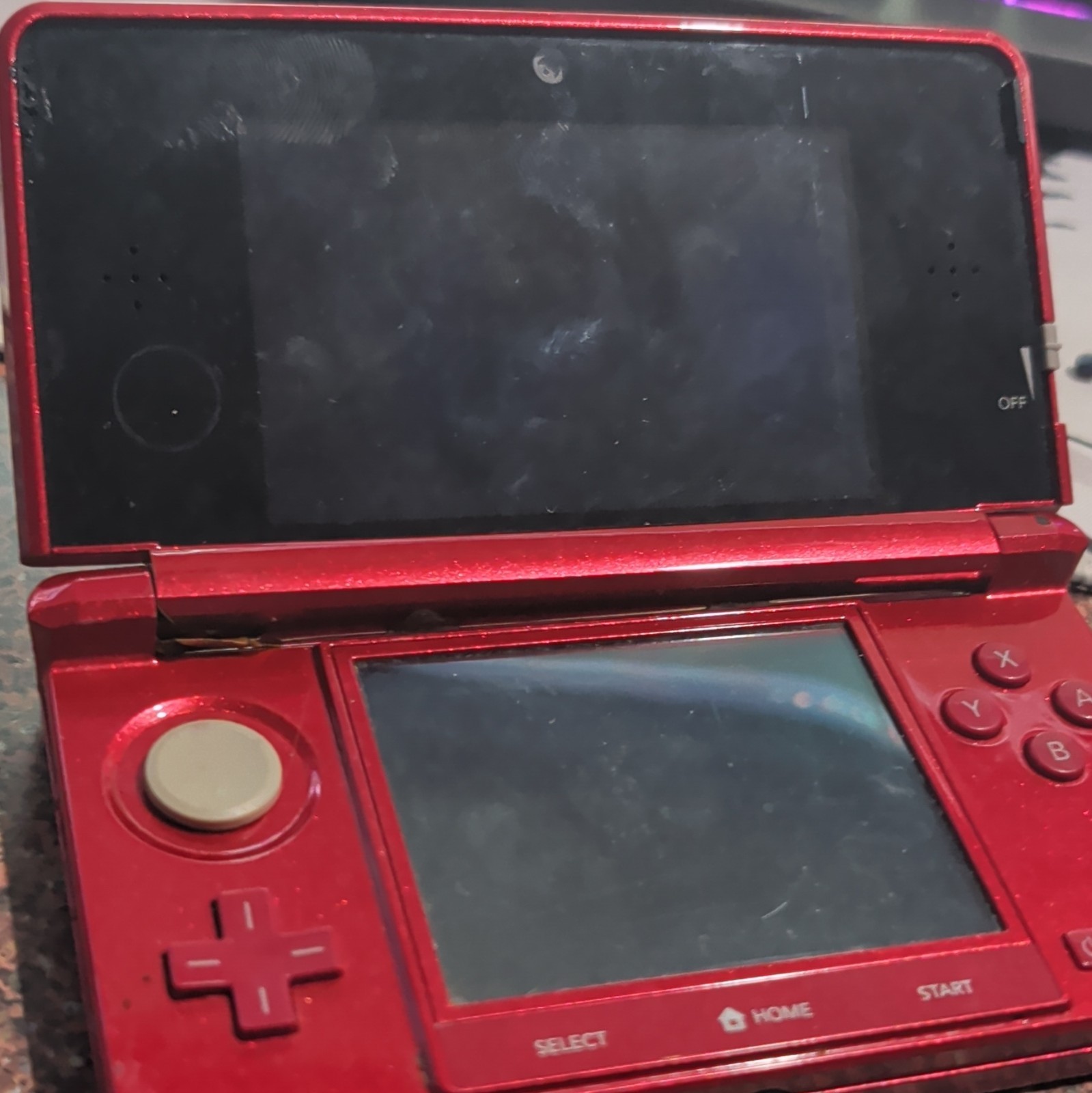 *PARTS* Nintendo 3DS Red Handheld System 3D Audio Technology
