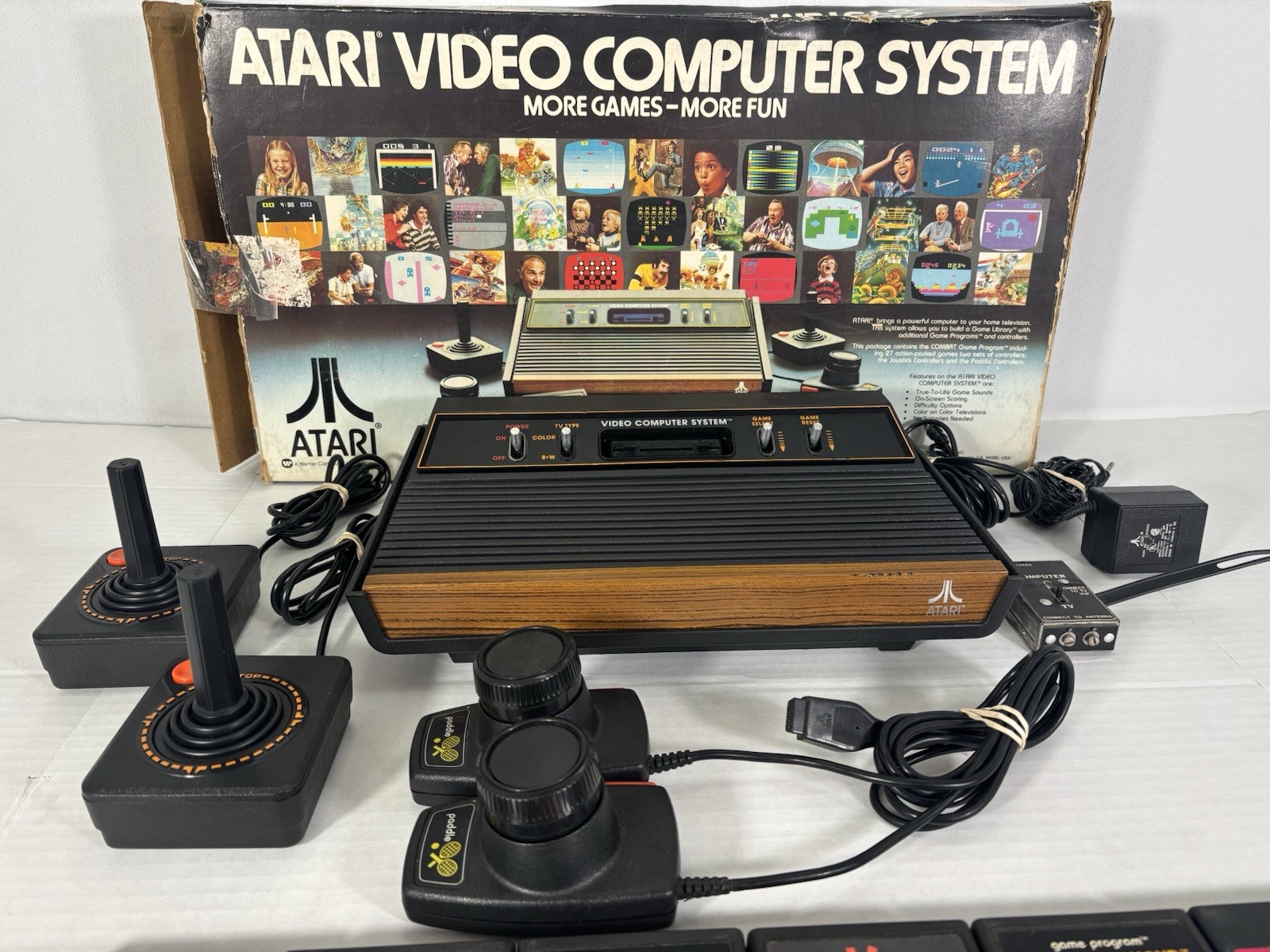 Atari 2600 Console CIB Complete In Box + 12 Games Pac-Man And More Tested READ