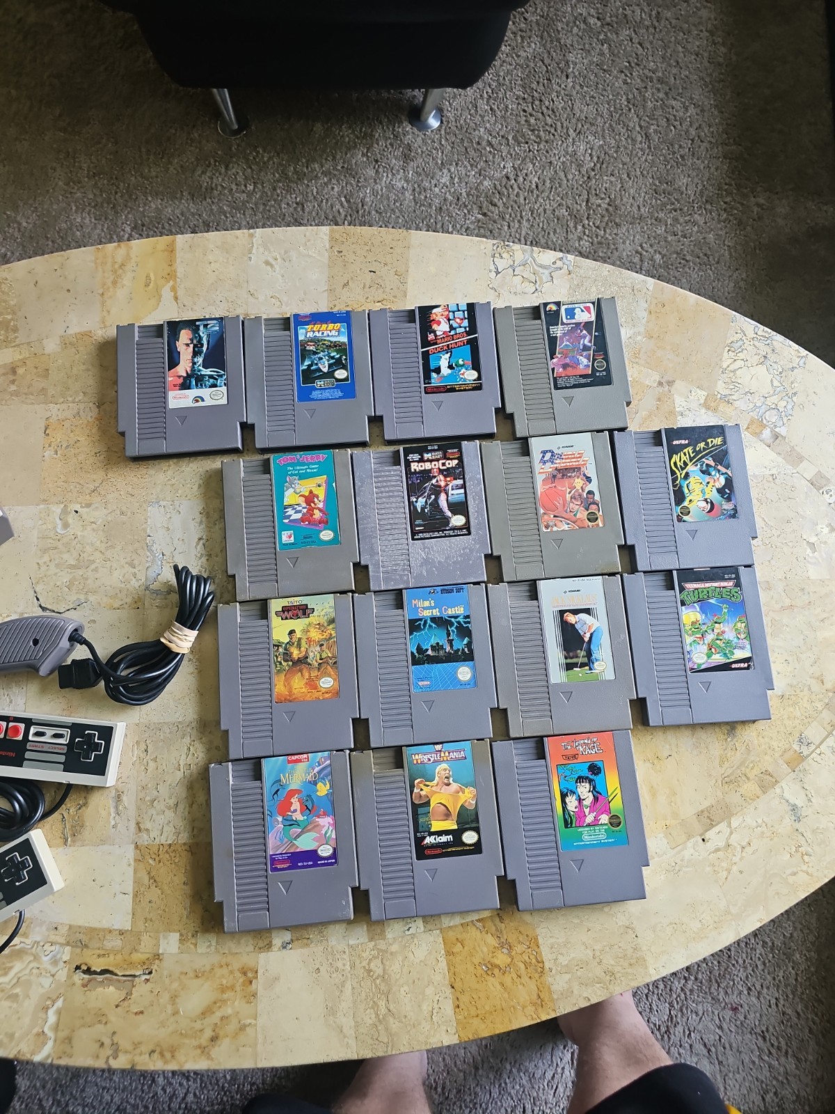 Original Nintendo NES Console Bundel Gun,3 Controllers,15 Games Tested Works