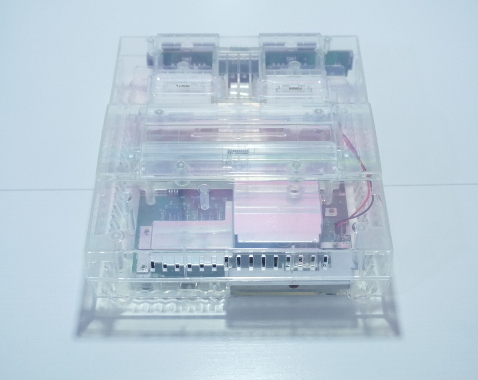 Transparent Clear Super Nintendo SNES Game Console SNS-001 with Blue LED