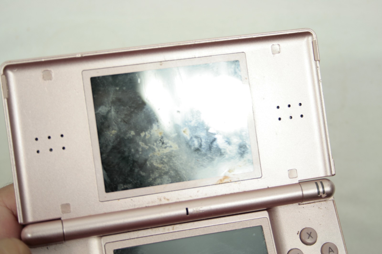 Nintendo DS Lite Console Pink Metallic Rose UNTESTED AS IS FOR PART FOR REPAIR