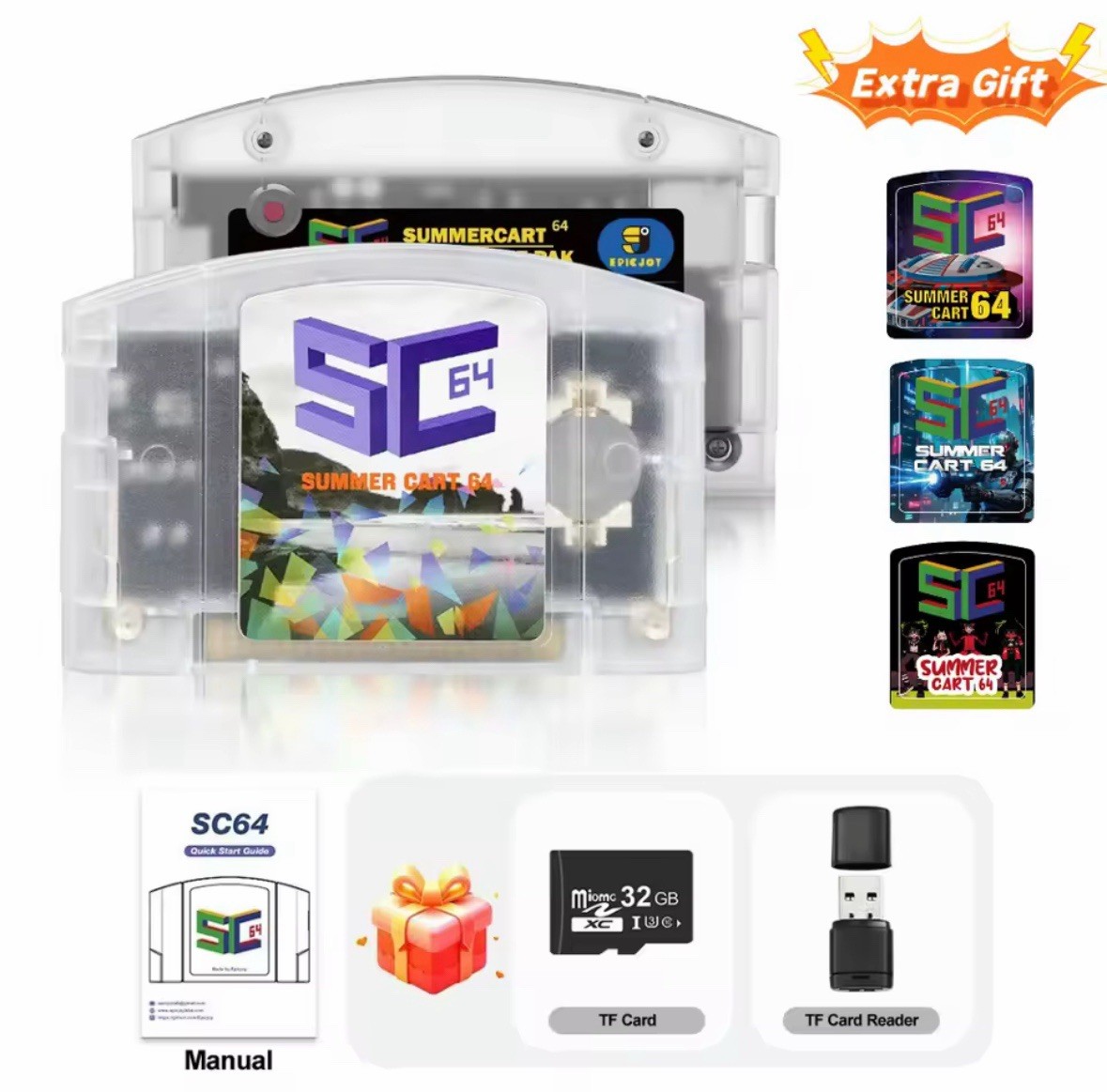 Summer Cart 64 – Tra White, 32GB TF Card, Preloaded/Plug & Play, USA SELLER!!