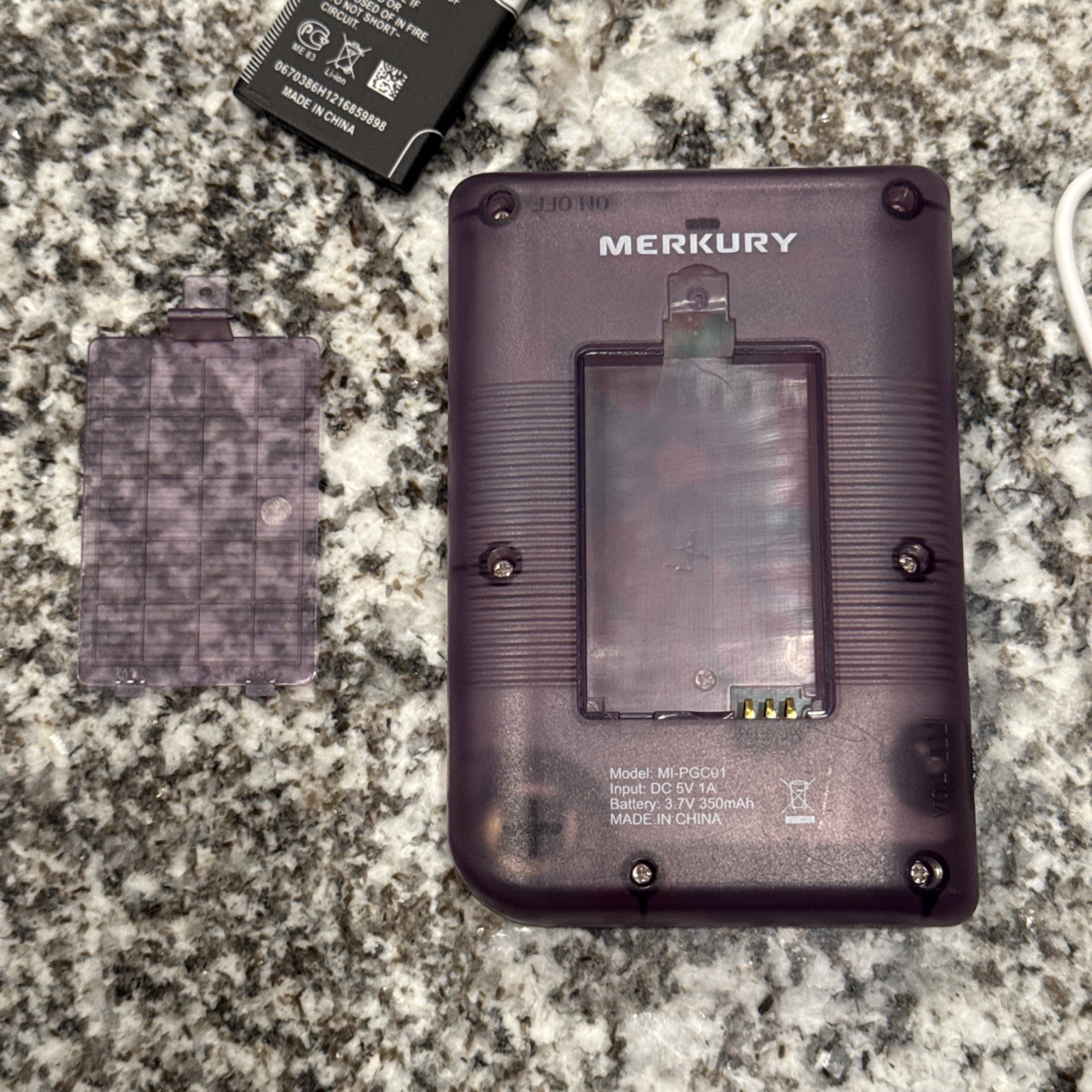 Merkury MI-PGC01 Purple Clear Handheld Video Game Console Rechargeable Battery