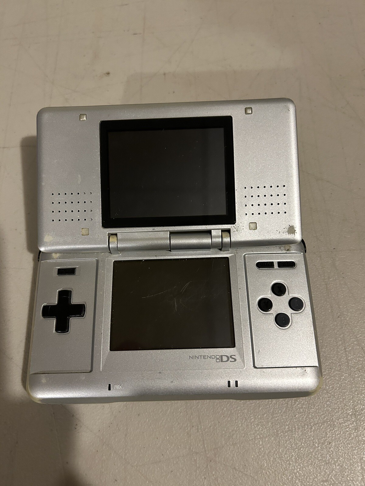 Nintendo DS Silver Titanium Game Console No Stylus No Charger Tested Working