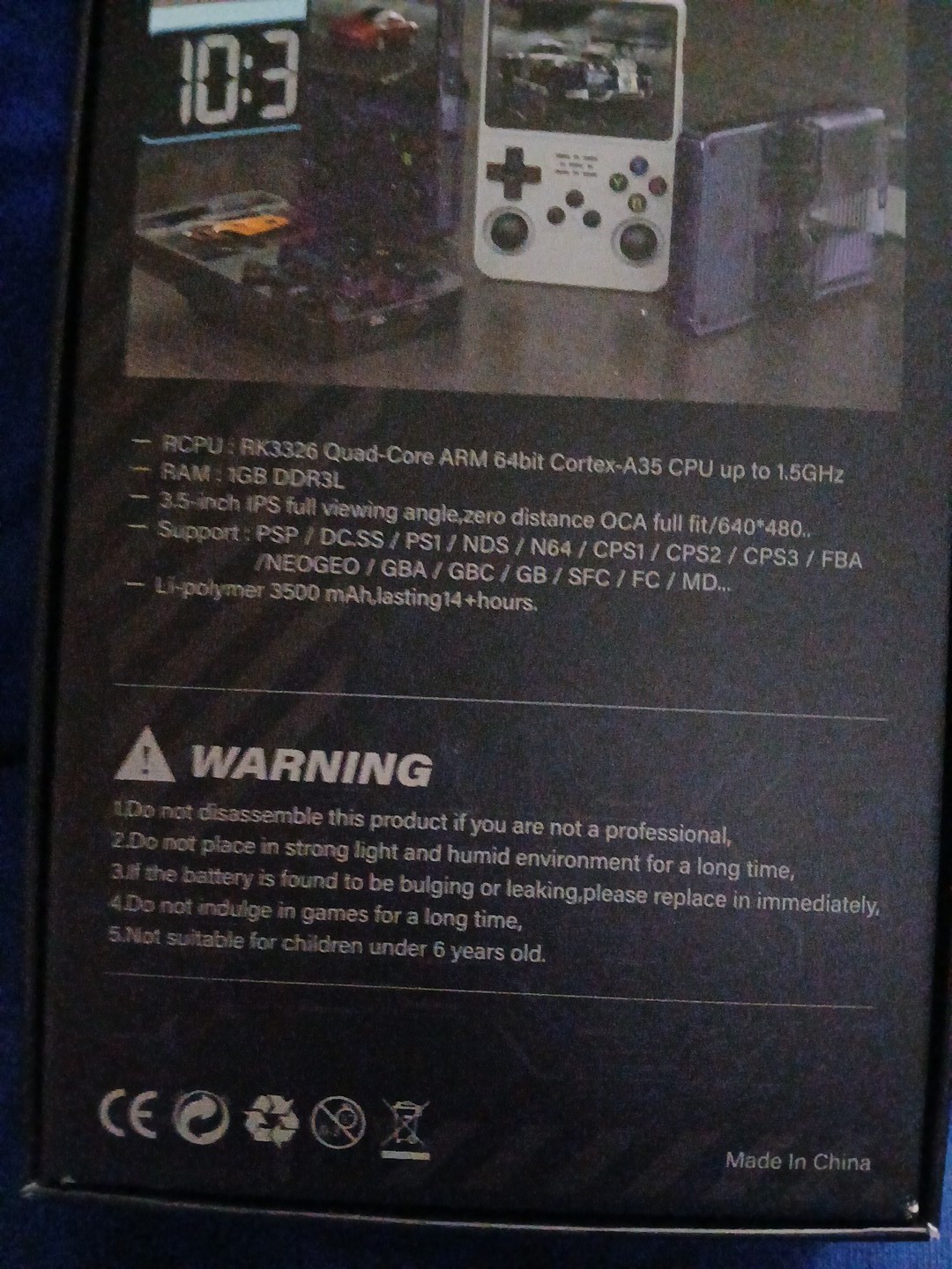 R36S Handheld Game Console Purple IPS Display 640×480 Headphone Jack