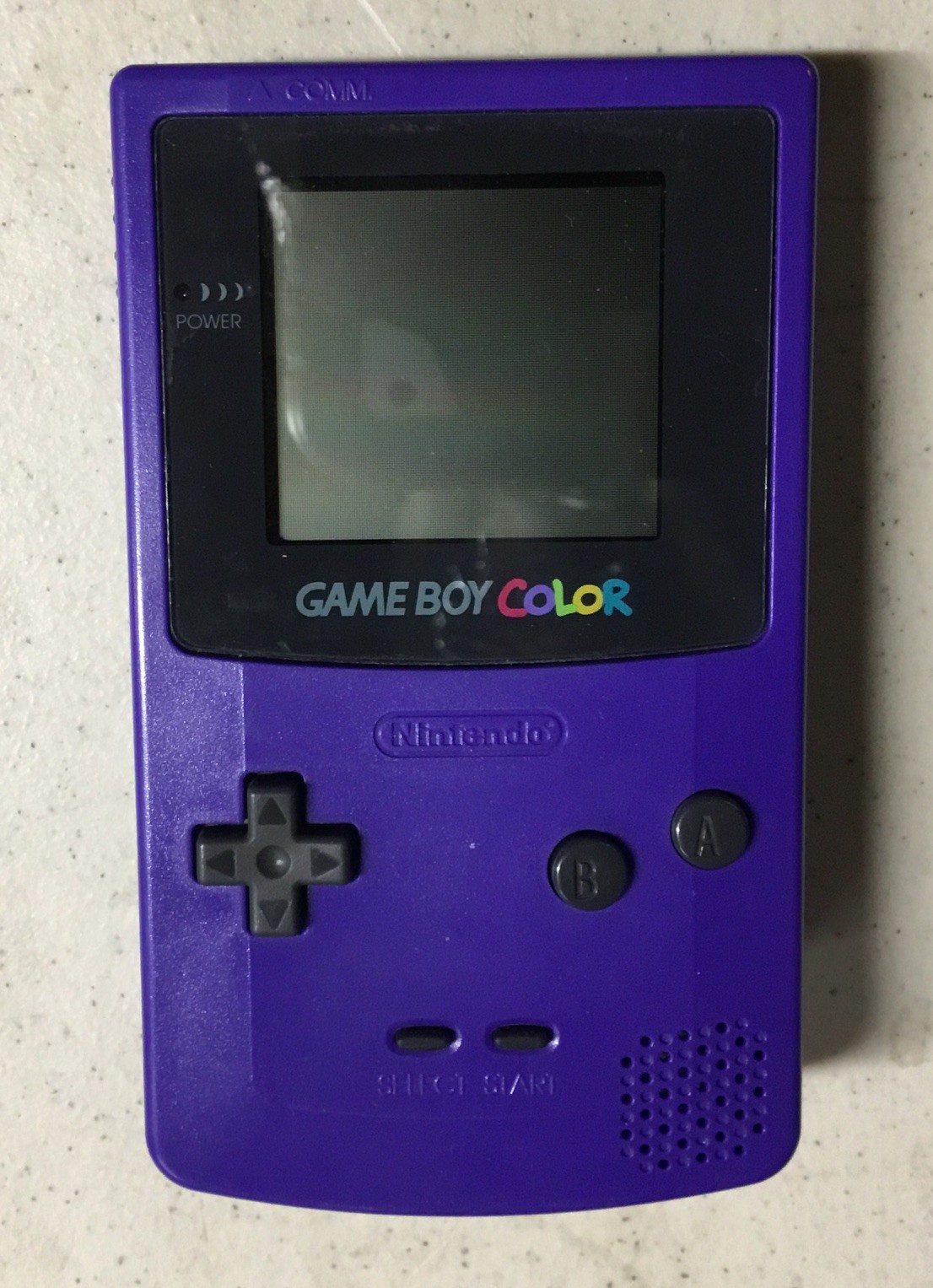 1998 NINTENDO Gameboy Color CGB-001 Purple Handheld Console Case + Frogger Game
