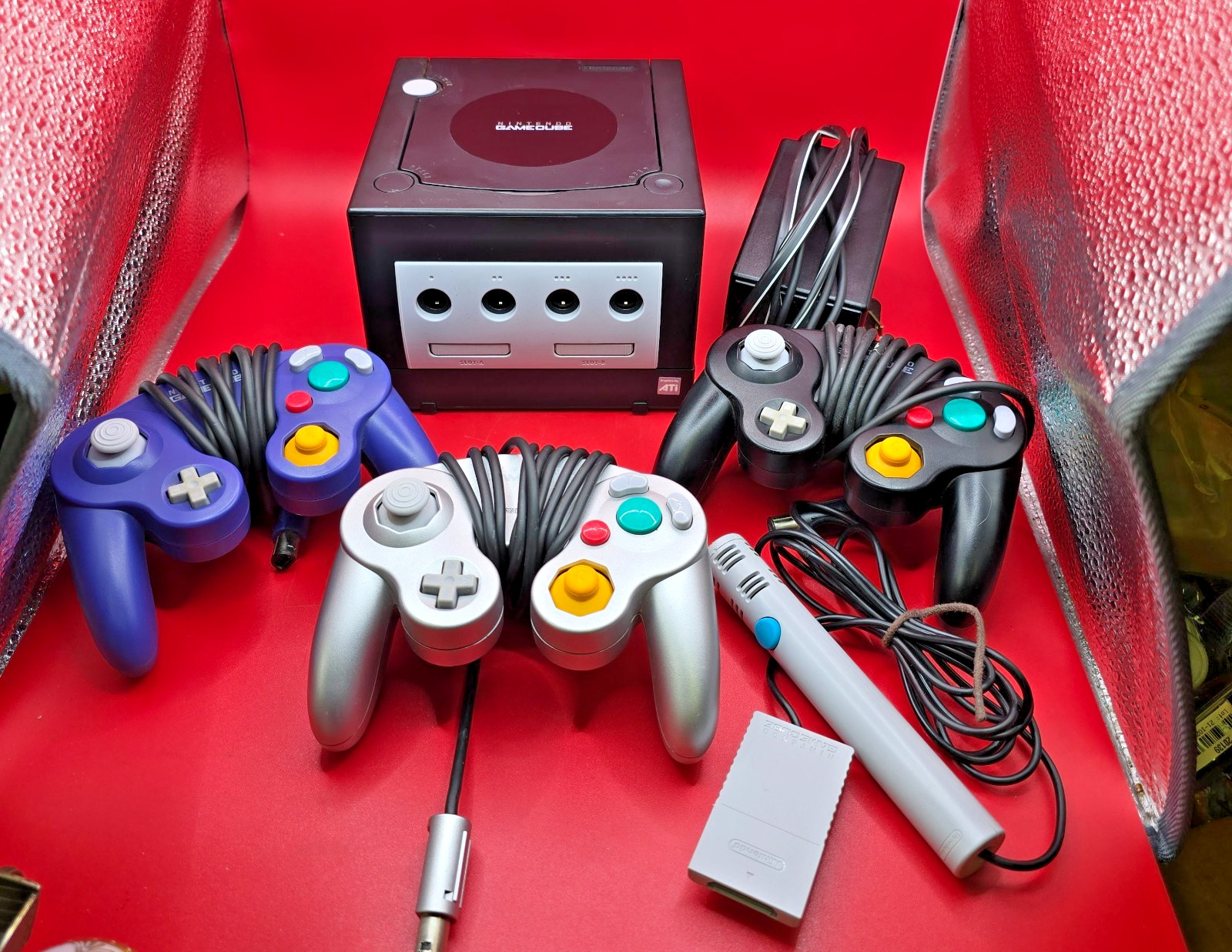 Nintendo GameCube Console DOL-101 3 Controllers/Microphone MarioParty 7 Read